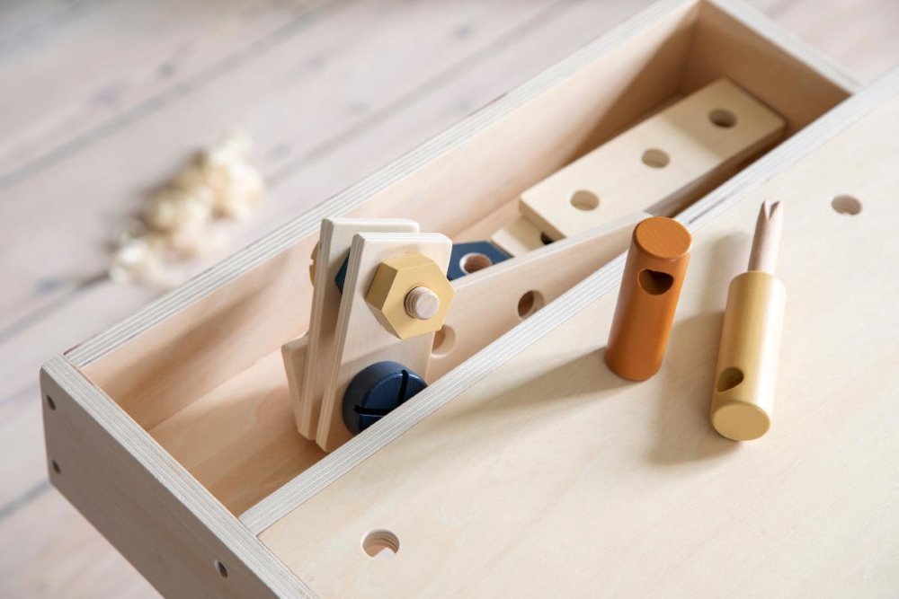 Sebra wooden construction playset for workbench