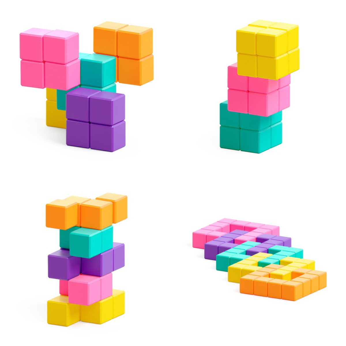 PIXIO Magnetische Bausteinwürfel Abstract Neon 60 Stk