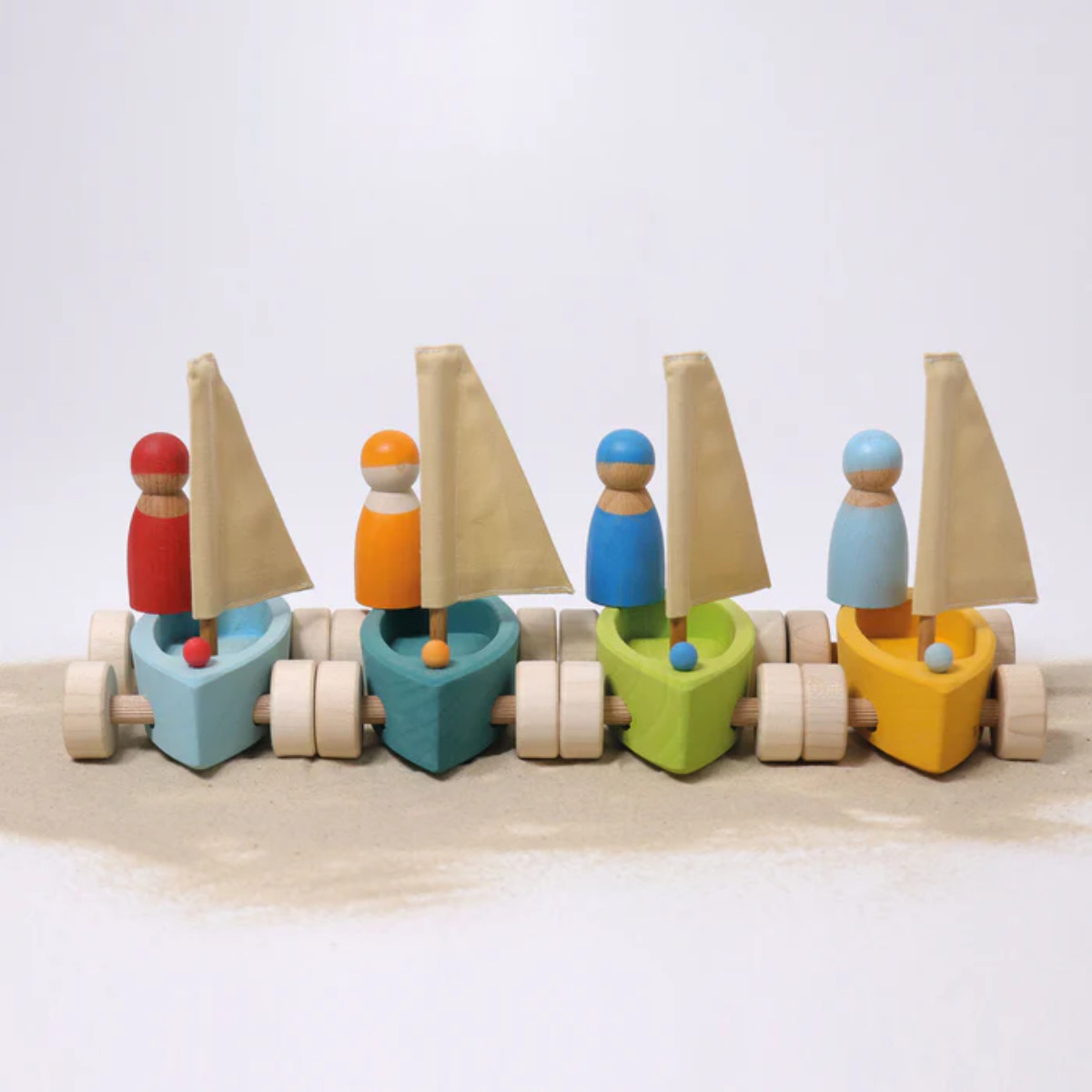 Grimm’s Small Wooden Sailboats with Figures
