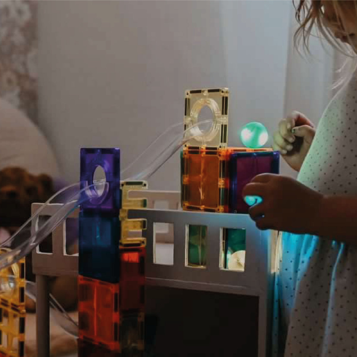 Cleverclixx Light Effect Ball Set – 4 Magnetic Balls for Marble Runs