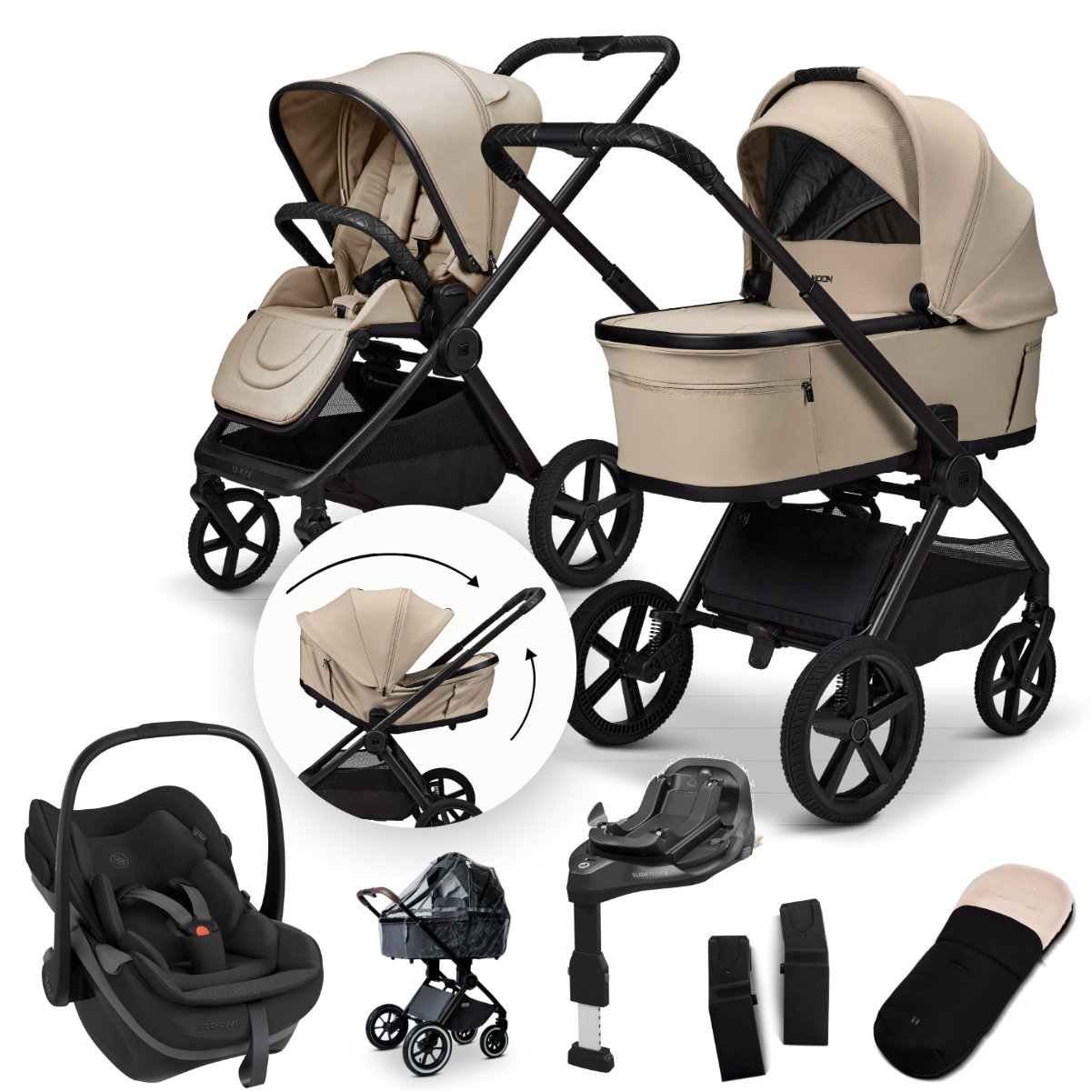 Moon Gio Fold All-in-One Stroller Set incl. Infant Car Seat & ISOFIX Base