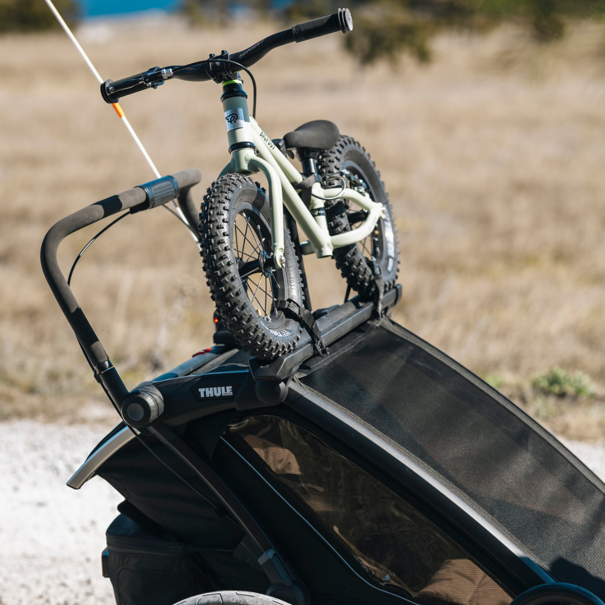 Thule Chariot 2 Laufradhalter in Schwarz - schräge Ansicht