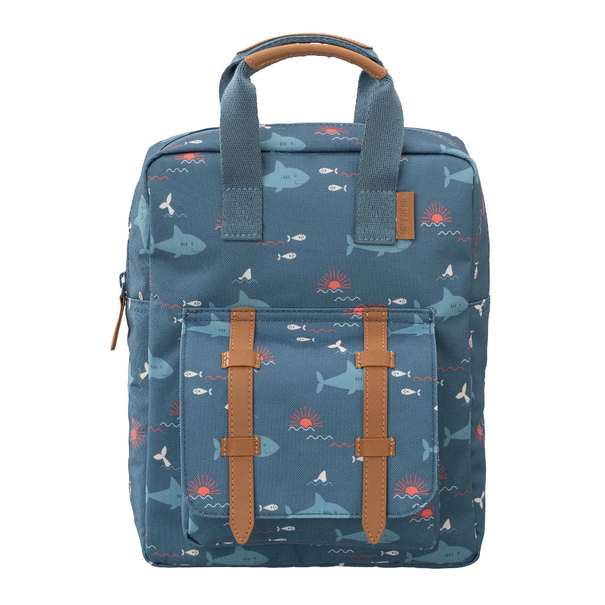 Fjällräven Rucksack Blau mit Haifischmuster - Vorderansicht
