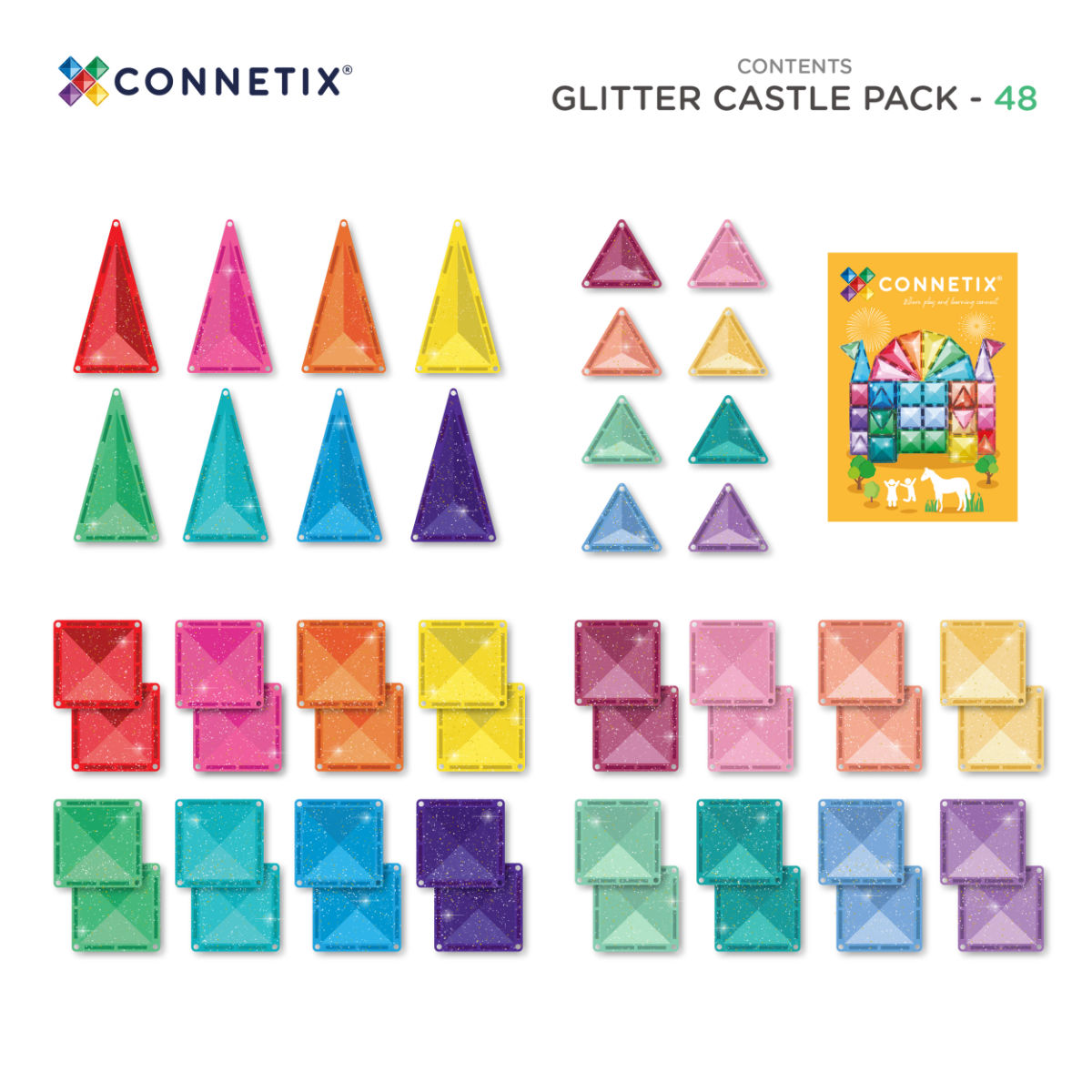 Connetix Magnetbausteine Castle Glitter Pack – 48 Teile