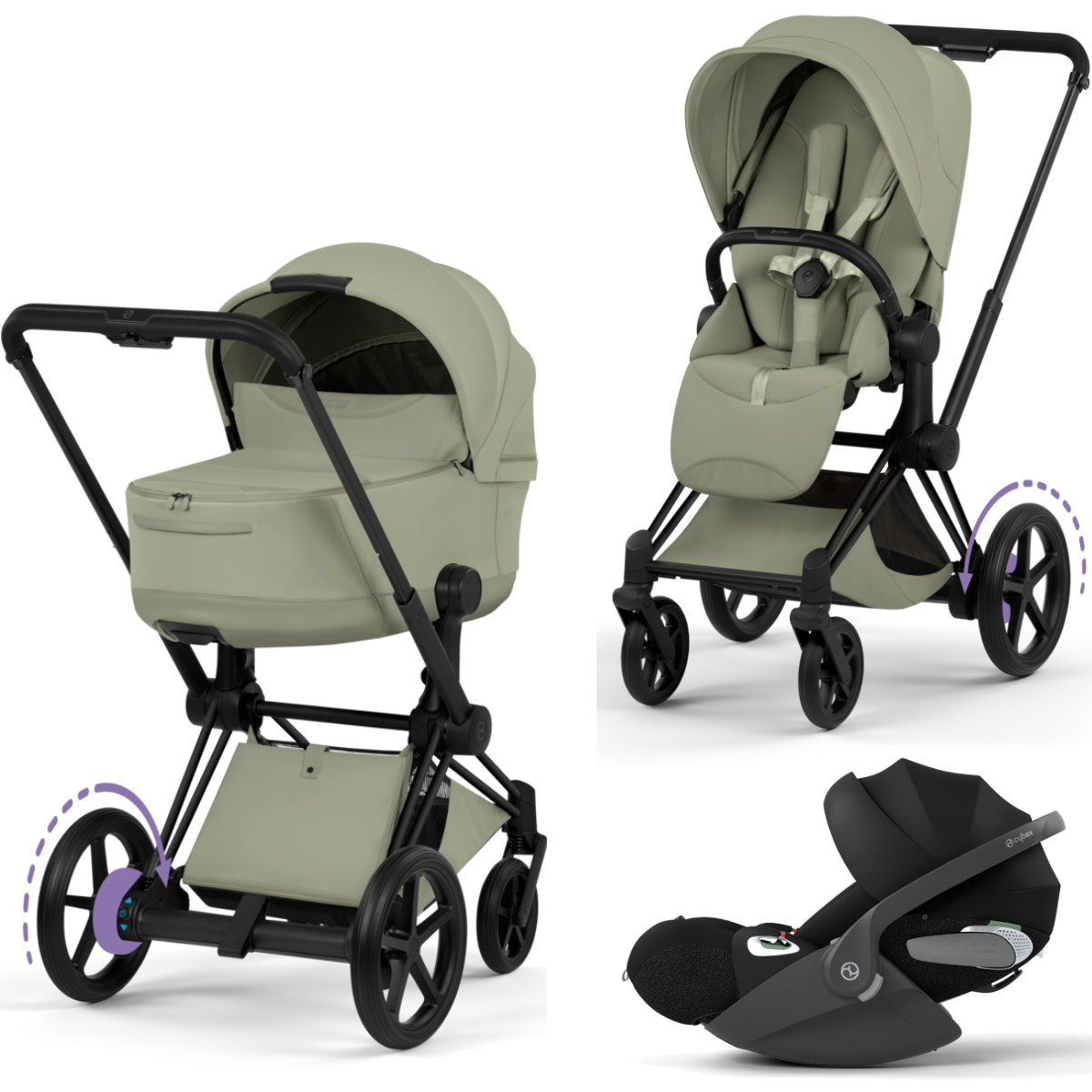 Cybex E-Priam 5 Style Kinderwagen Set 3 in 1 inkl. Cloud T i-Size Babyschale