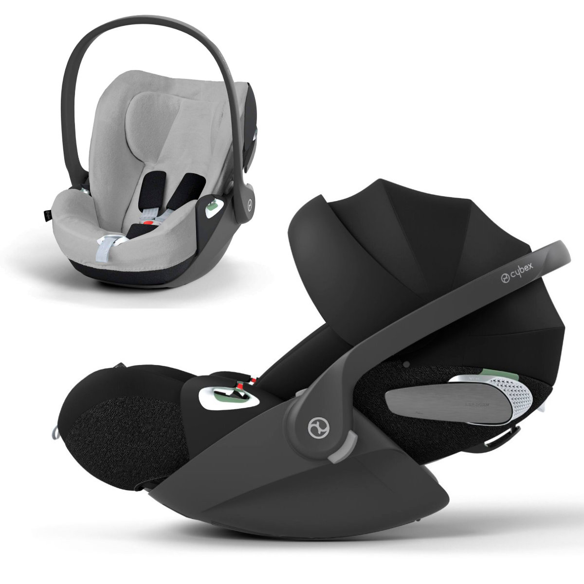 Cybex Cloud T i-Size Babyschale Schwarz mit Sommerbezug - Seitenansicht