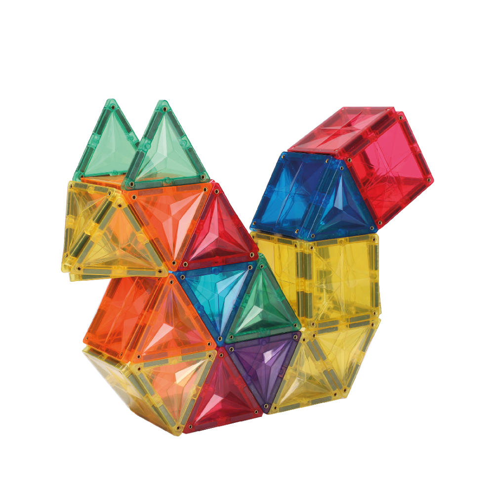 Cleverclixx Original Set in Bright Colors – 60 Pieces Magnetic Tiles