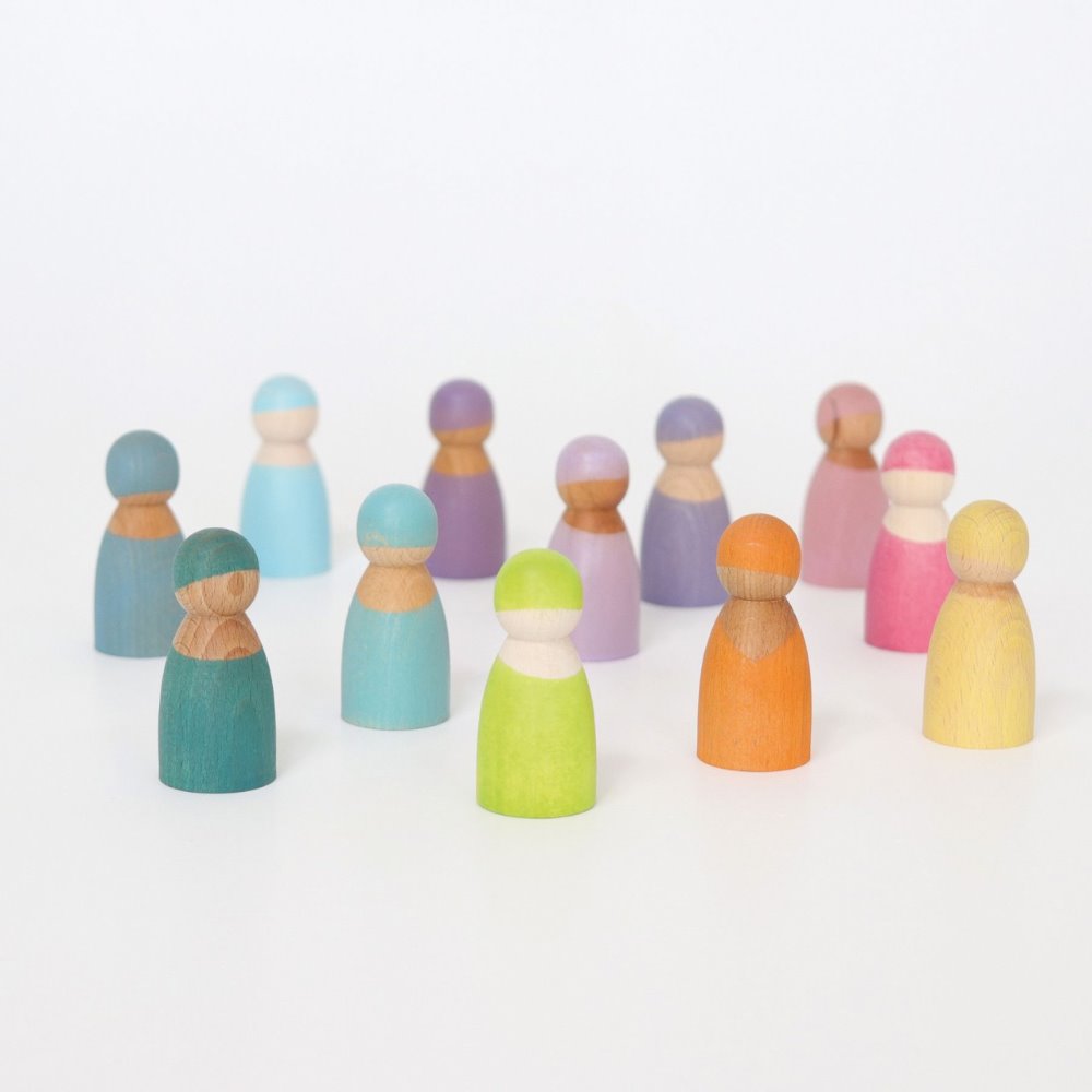 Grimm's Regenbogenfreunde aus Holz, 12 Stück