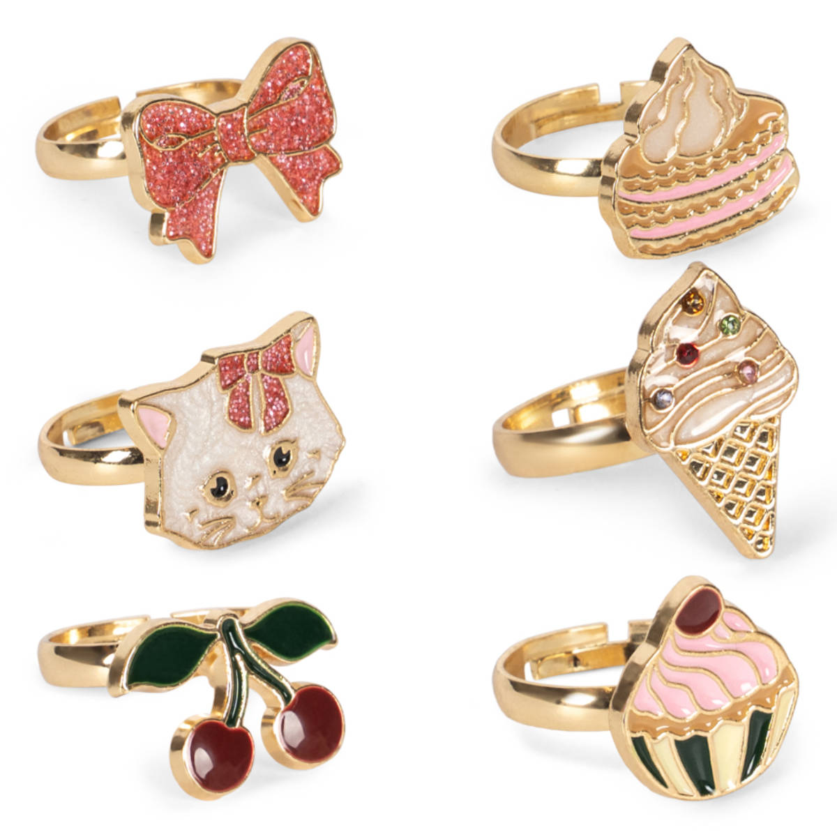 Konges Sløjd Kitty Sweets Kinder-Ringset KS106088 Gold - Vorderansicht