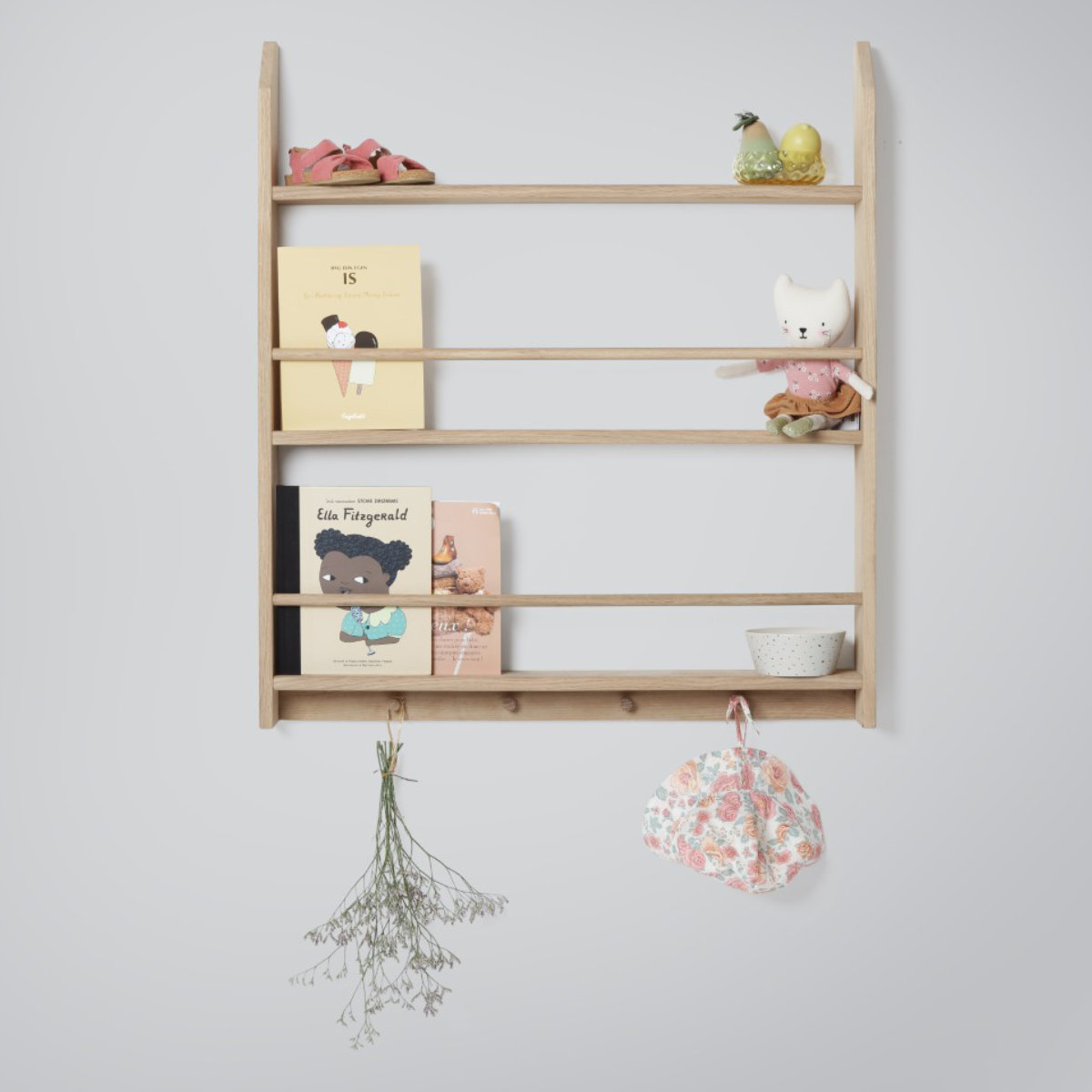 KAS Copenhagen Shelf with Hooks Eli Oak
