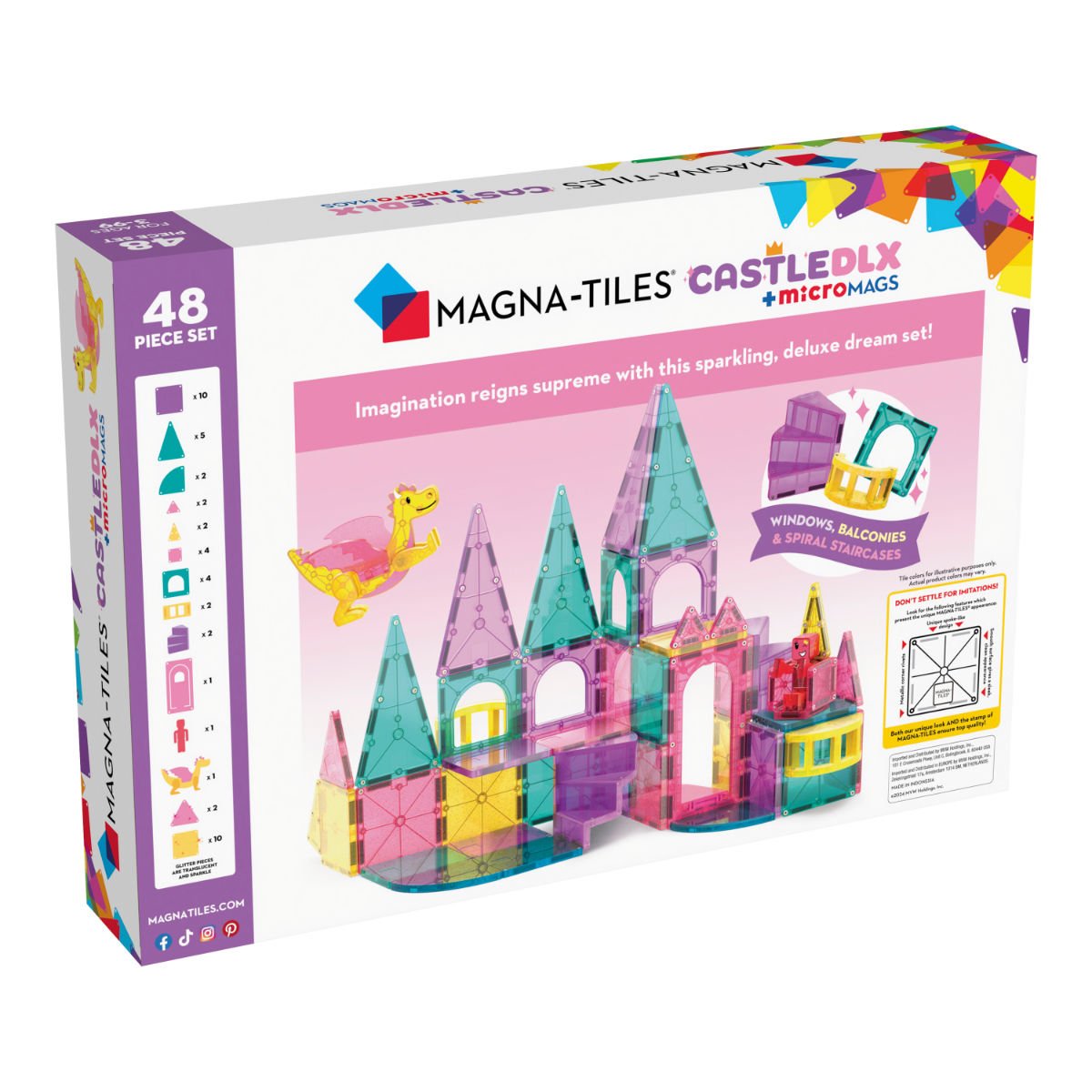 Magna-Tiles Castle Deluxe + microMAGS - 48 Pieces