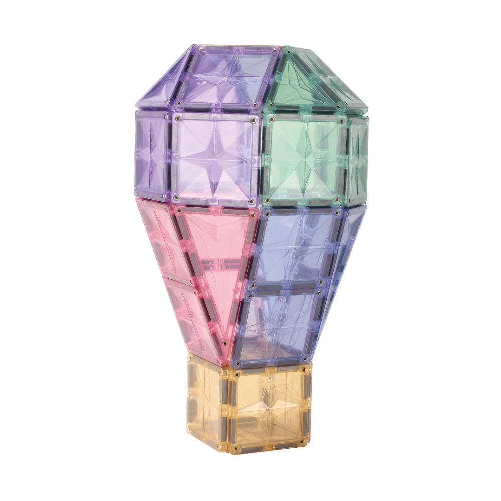Cleverclixx Large Creative Set in Pastel Colors – 125 Pieces Magnetic Tiles