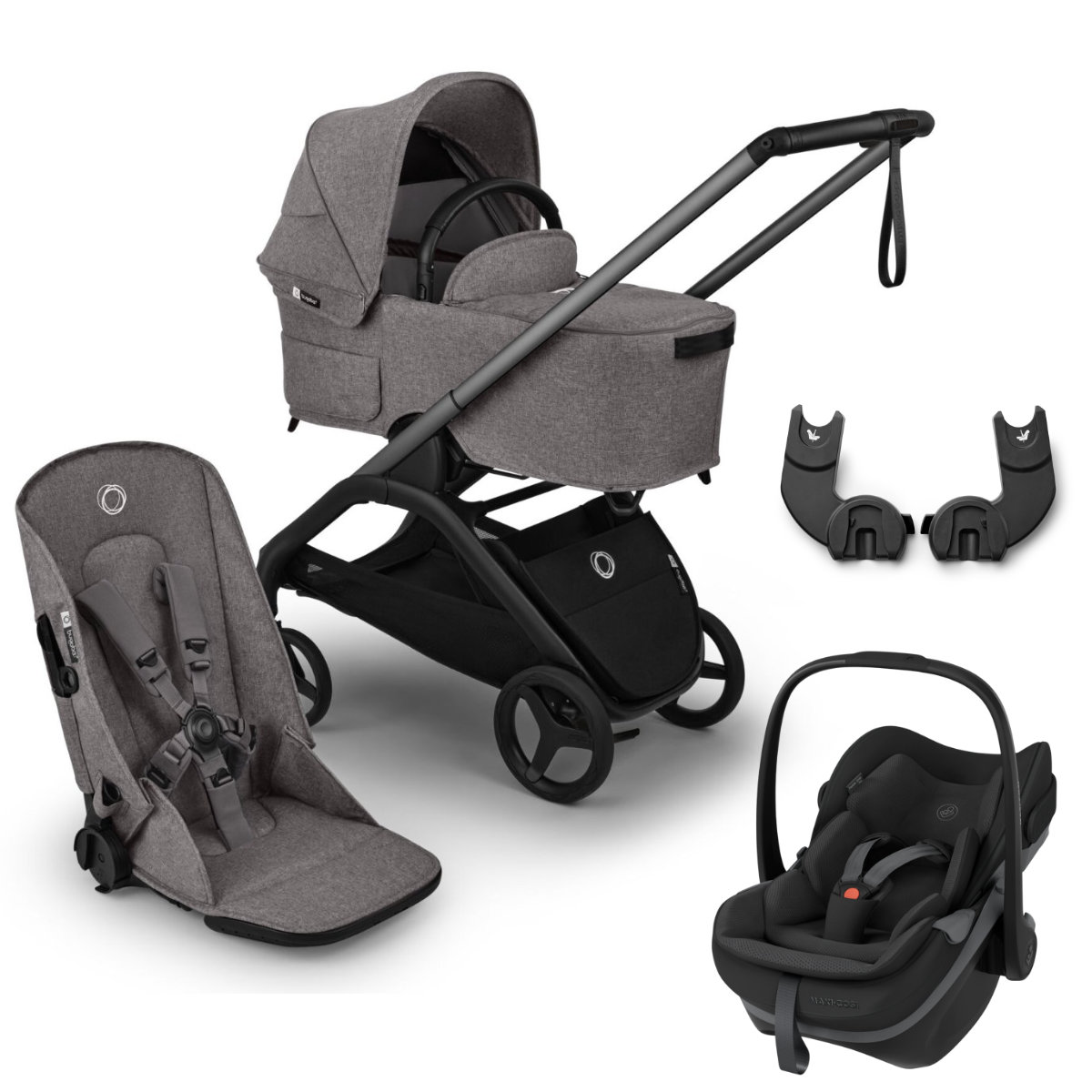 Bugaboo Kombikinderwagen in Grau - schräge Ansicht