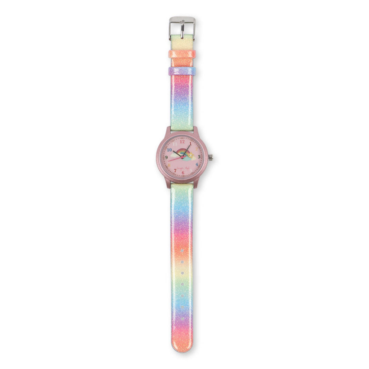 Regenbogen Kinderuhr mit Einhorn - Draufsicht