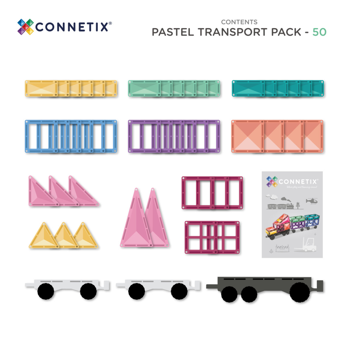 Connetix Magnetic Tiles Pastel Creative Transport Bundle – 154 Pieces