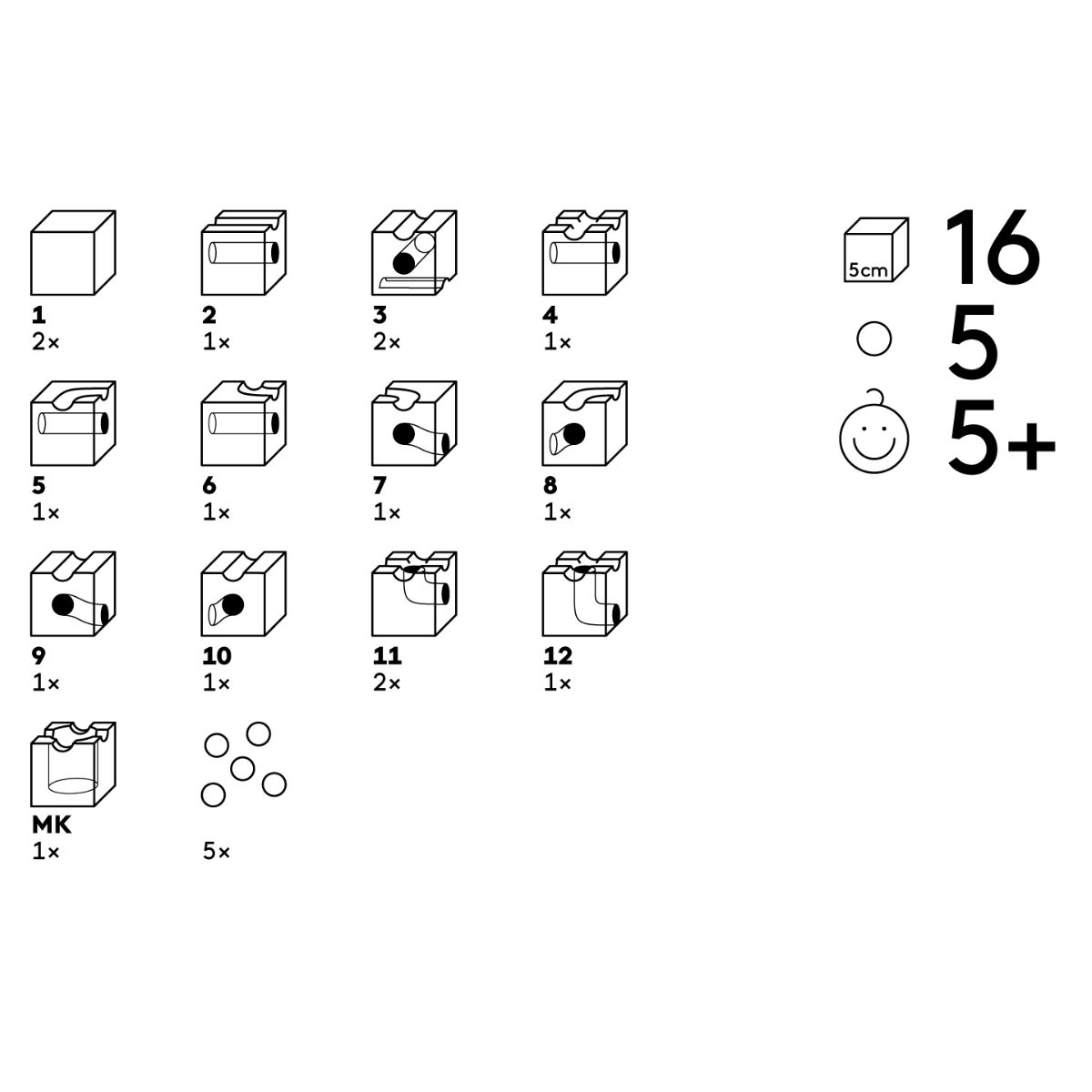 CUBORO Kugelbahn STANDARD 16 das Starter Set, 16-teilig