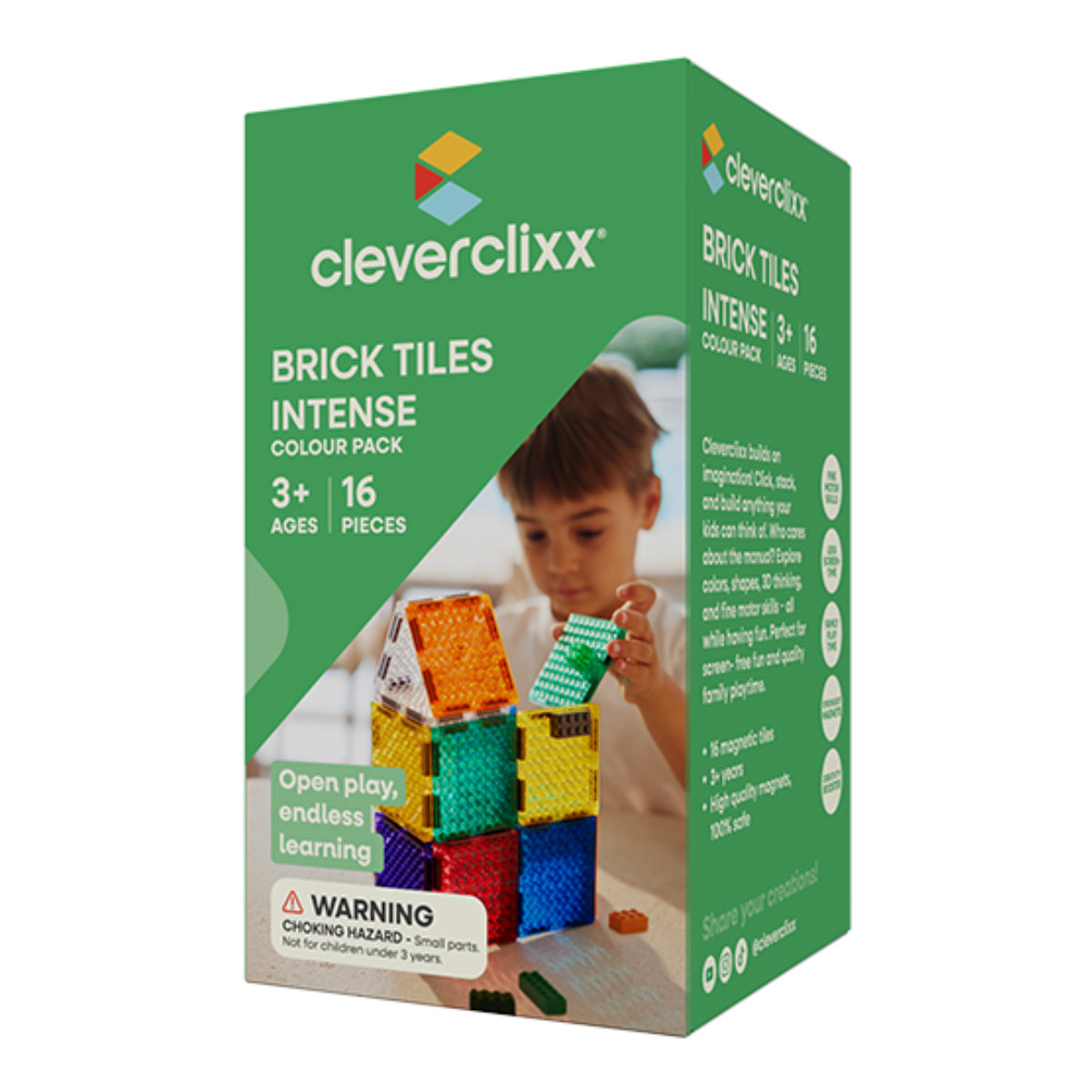 Cleverclixx Brick Tiles Pack Intense CC-1023 in Grün - Verpackung schräge Ansicht