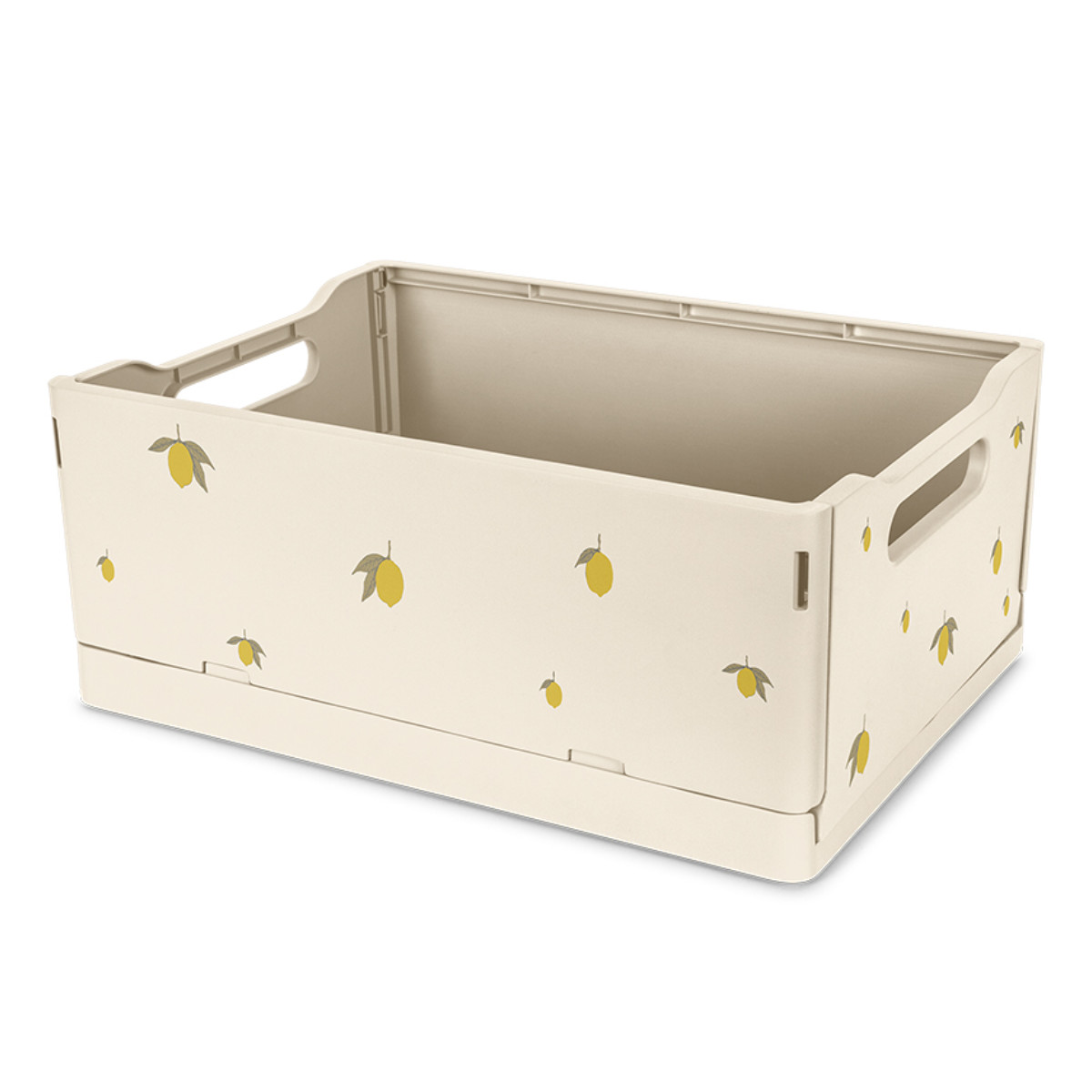 Faltbox Zitronenmotiv in Creme - schräge Ansicht