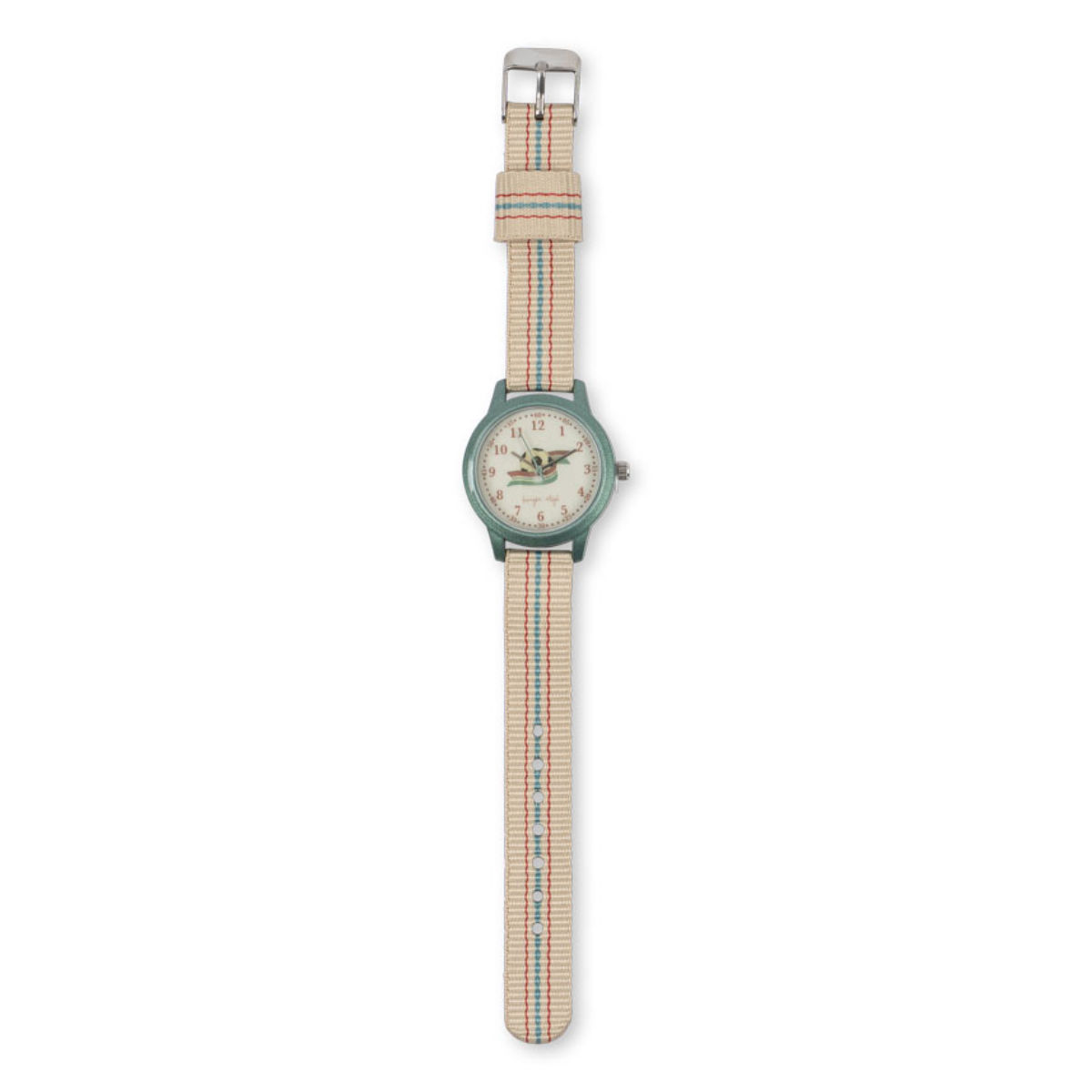 Kinderuhr mit Stoffarmband in Beige - Draufsicht