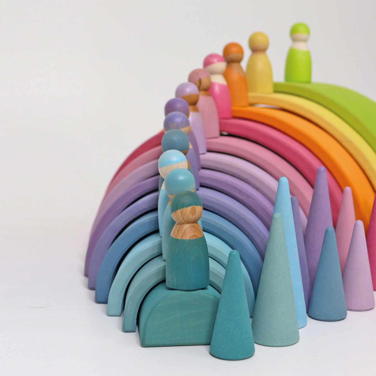 Grimms Wooden Rainbow Friends, 12 Pieces