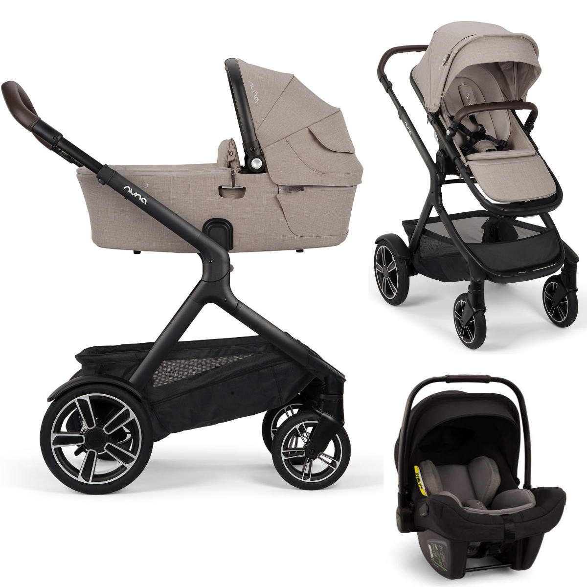 Nuna Kinderwagen Trio in Beige - schräge Ansicht