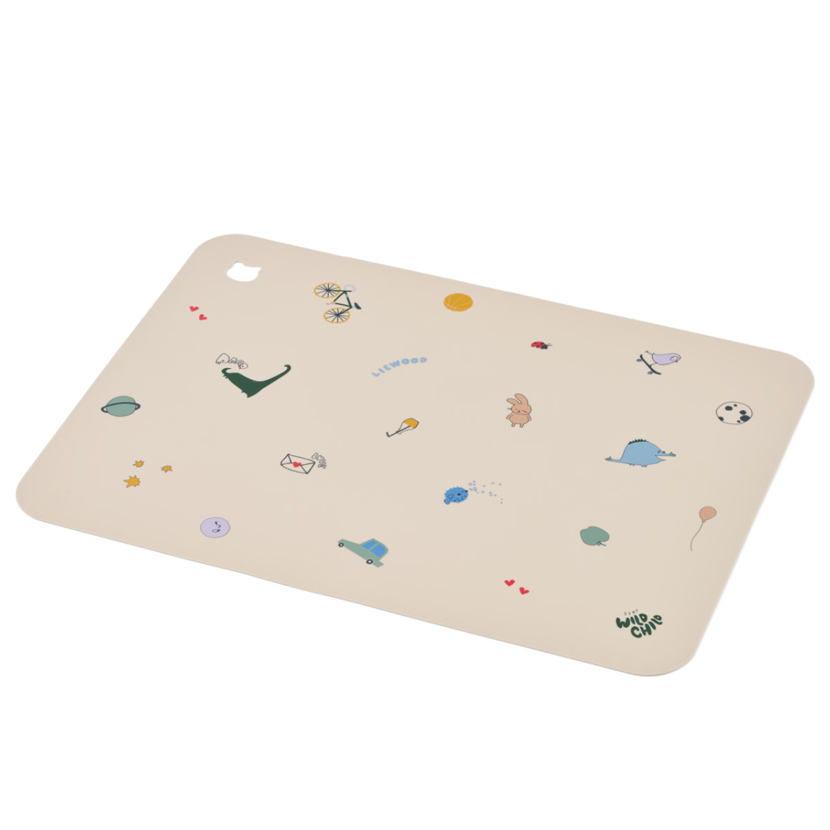 Liewood Tischset in Beige mit Aufdruck - schräge Ansicht