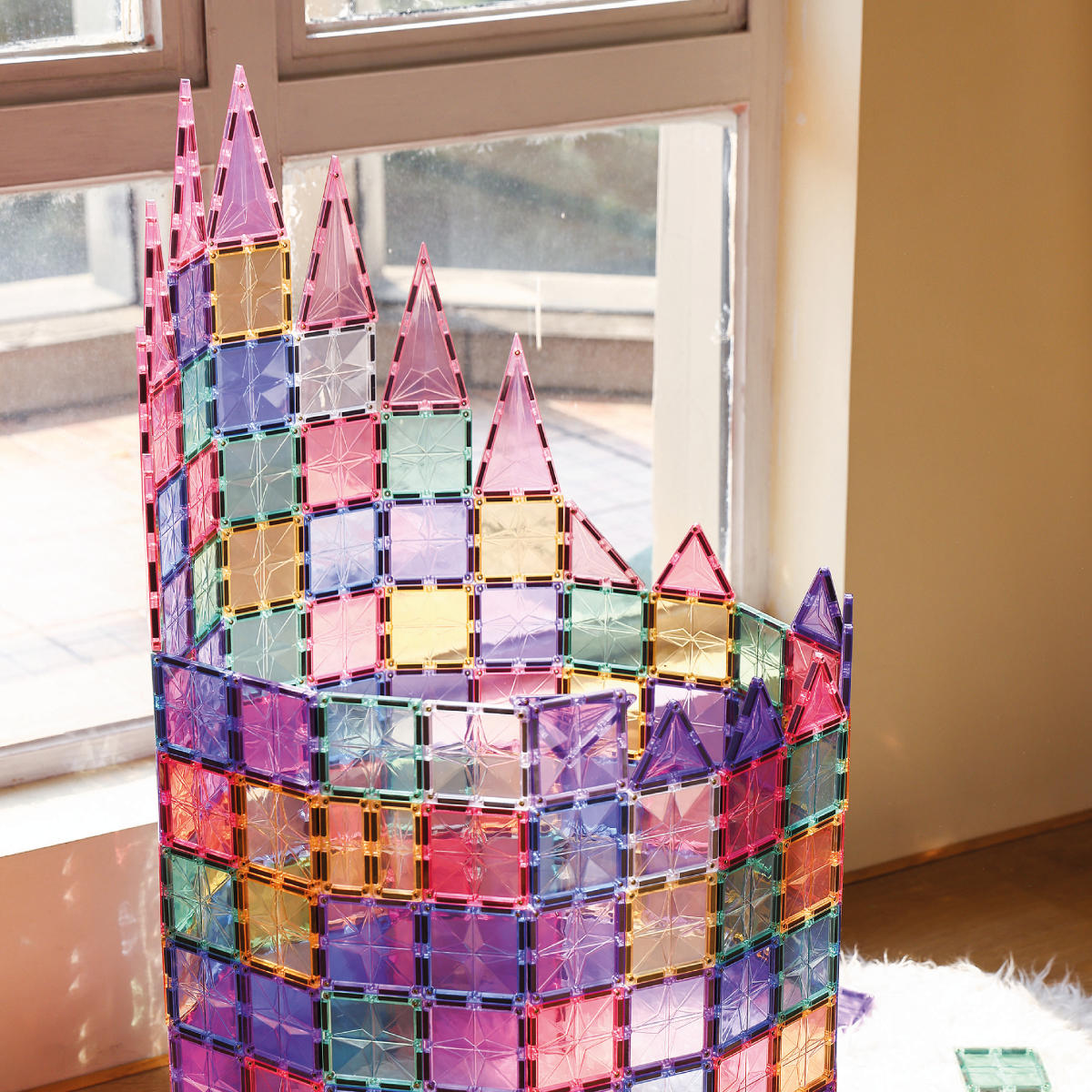 Cleverclixx Large Creative Set in Pastel Colors – 125 Pieces Magnetic Tiles