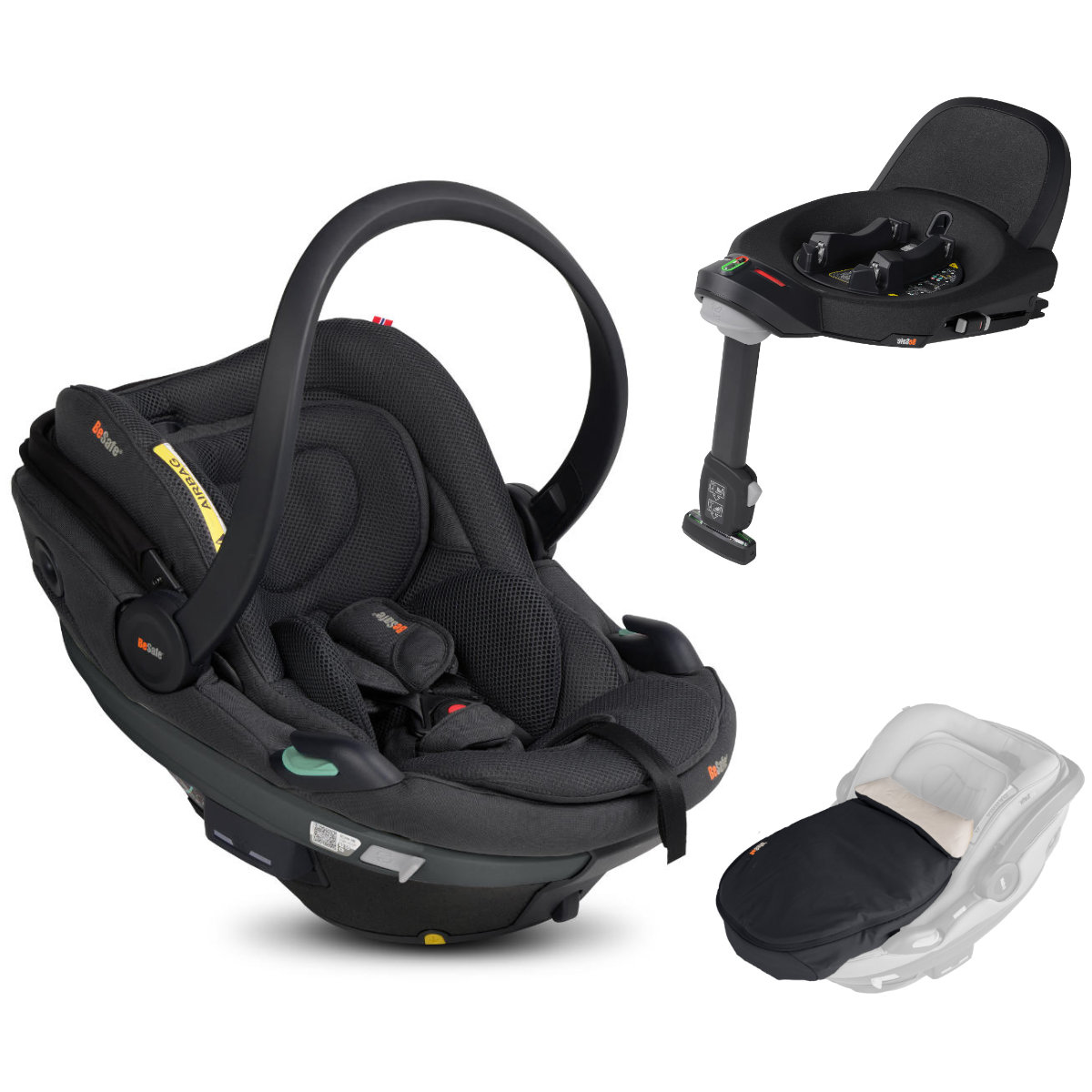 BeSafe iZi Go Modular X1 i-Size Autositzset in Schwarz - schräge Ansicht