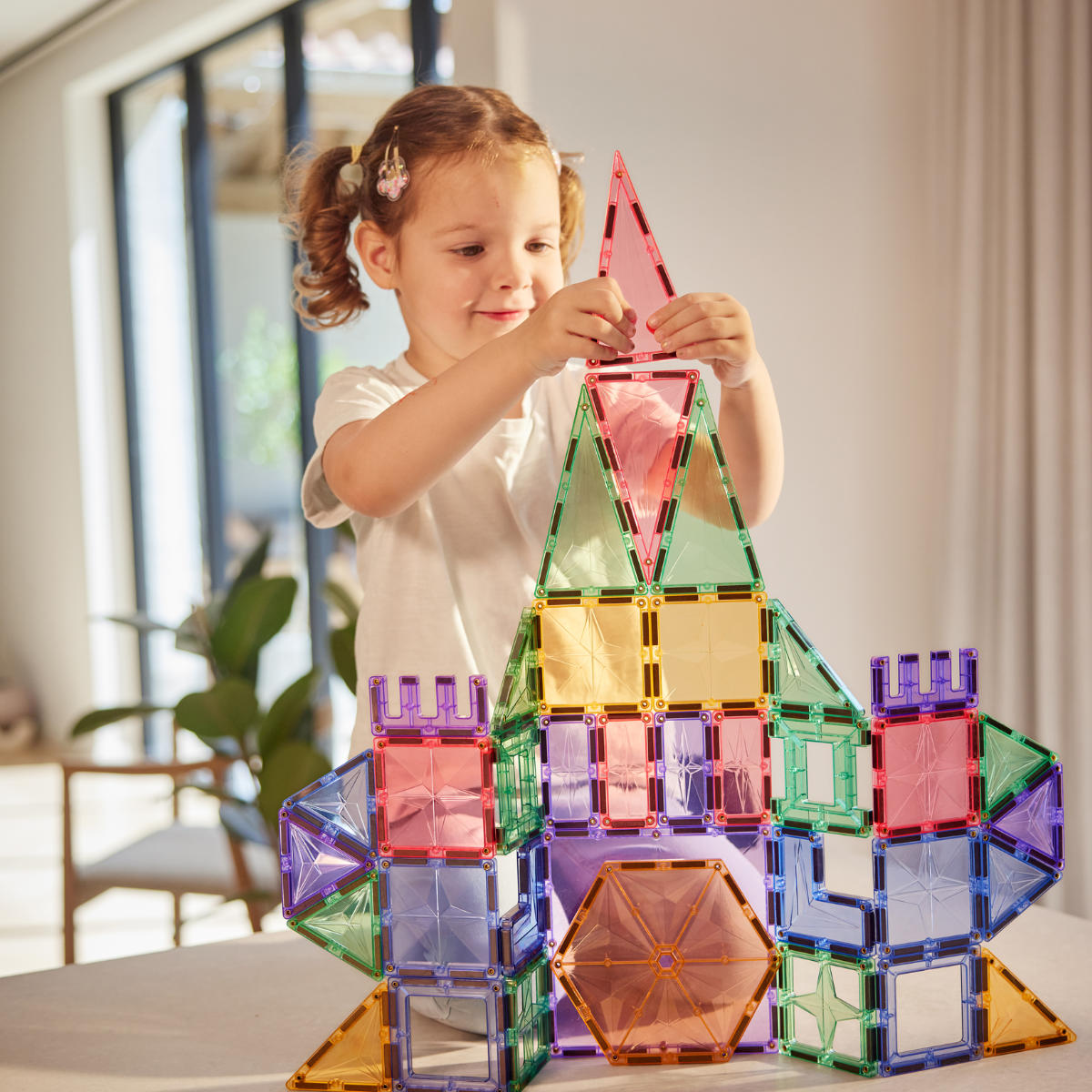 Cleverclixx Compact Set in Pastel Colors – 36 Pieces Magnetic Tiles