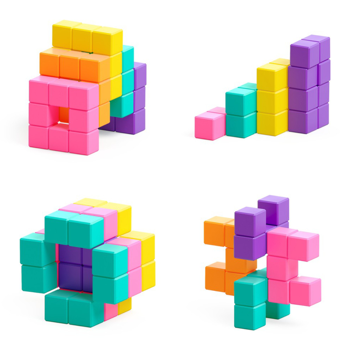 PIXIO Magnetische Bausteinwürfel Abstract Neon 60 Stk