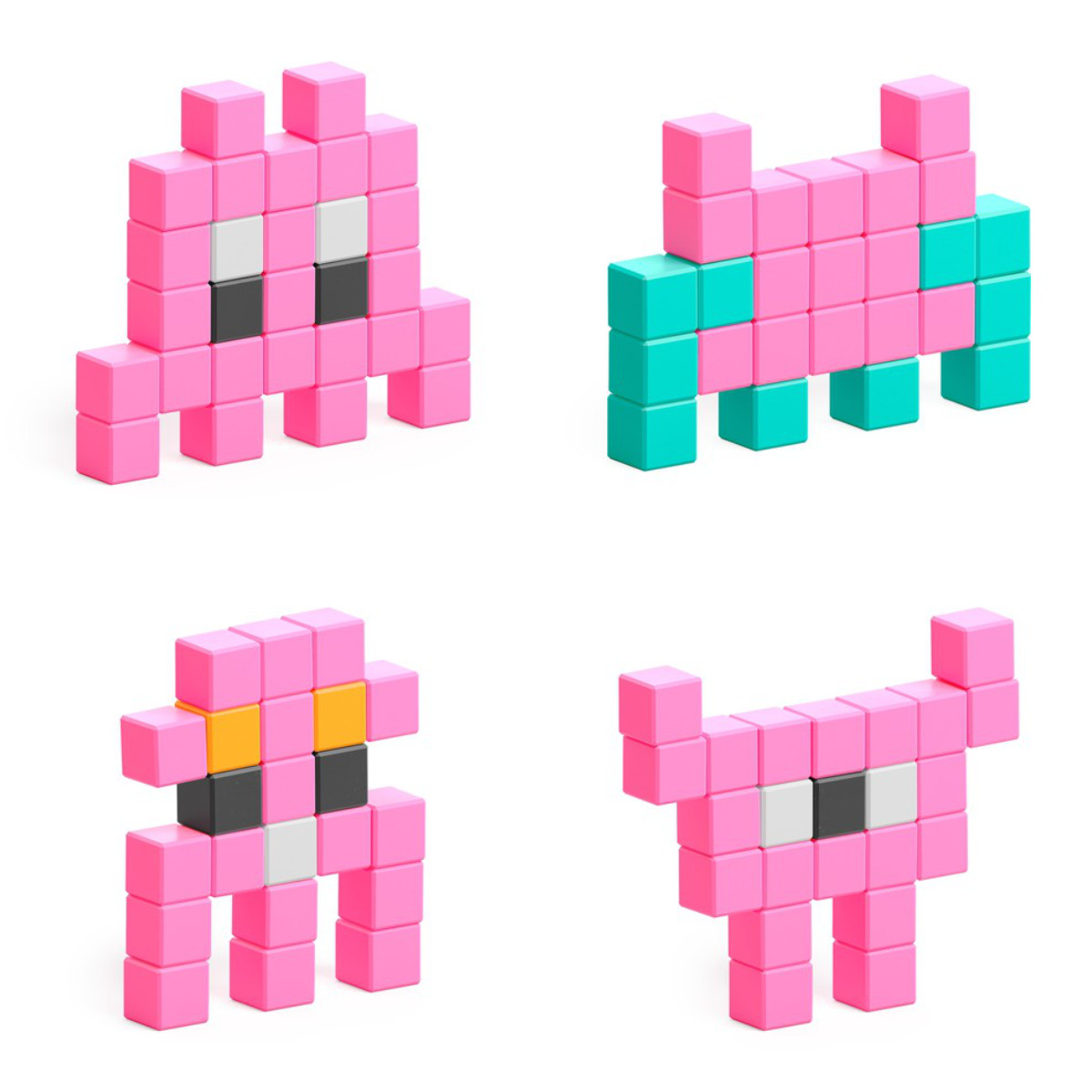 PIXIO Magnetische Bausteinwürfel Mini Monsters 100 Stk