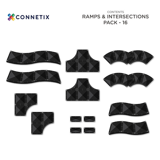 Connetix Magnetic Building Blocks Ramps & Intersections Set - 16 Pieces