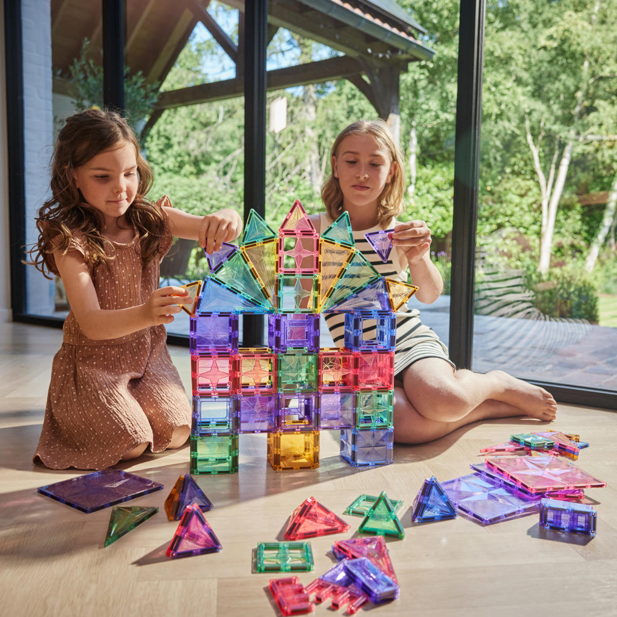 Cleverclixx Large Creative Set in Pastel Colors – 125 Pieces Magnetic Tiles