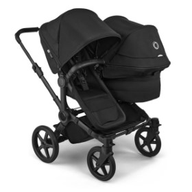 Bugaboo Donkey 6 Geschwisterwagen in Schwarz - schräge Ansicht