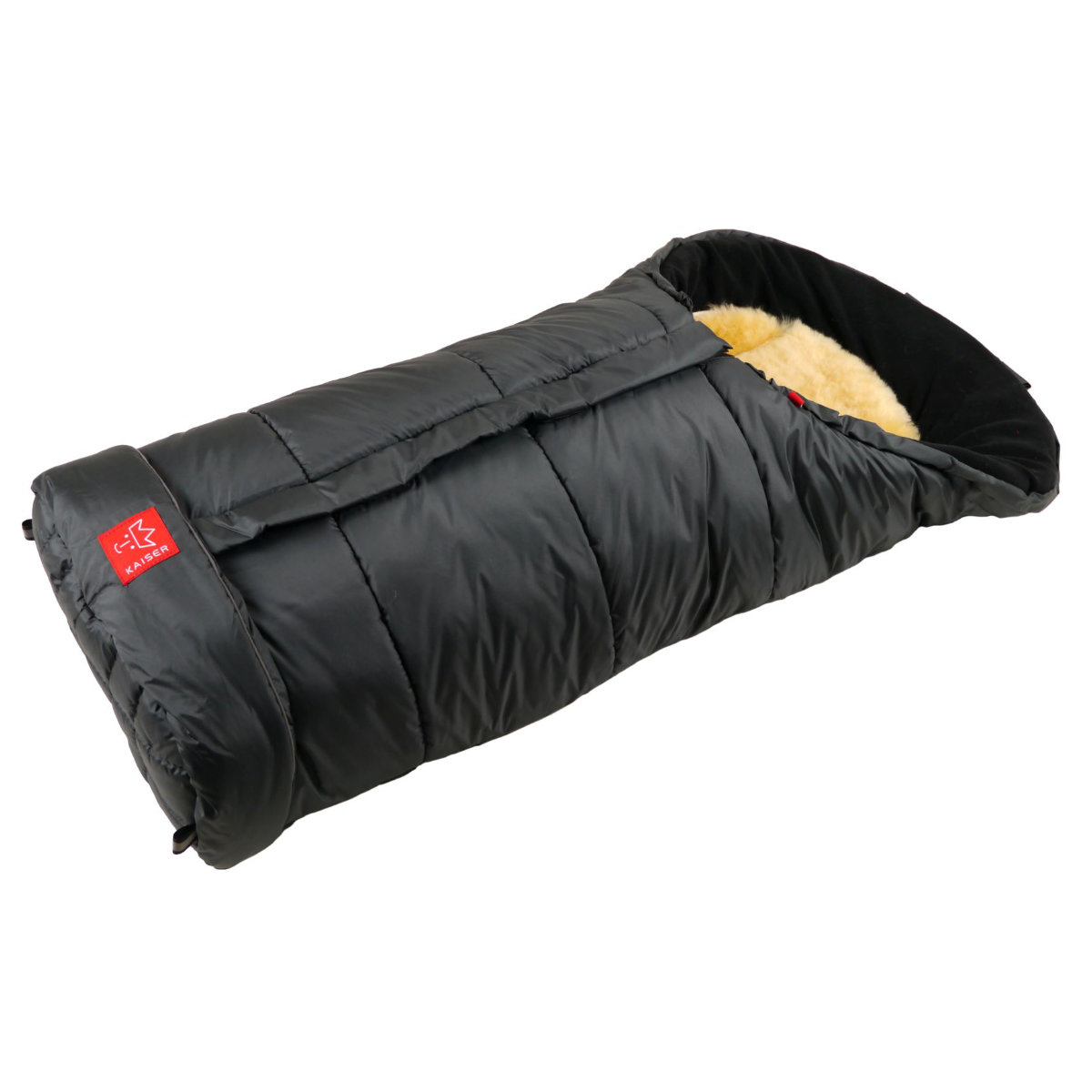 Kaiser Fußsack Sheepy in Schwarz - schräge Ansicht