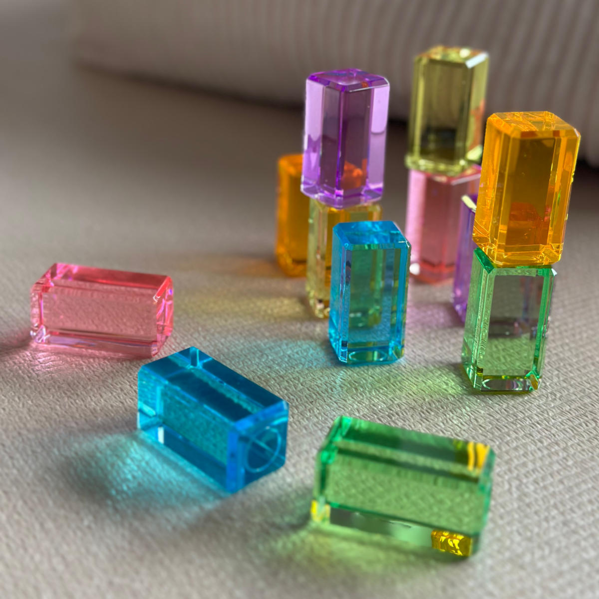 Bauspiel Lichtbouwquaders Pastel 0122 in Pastellfarben - schräge Ansicht