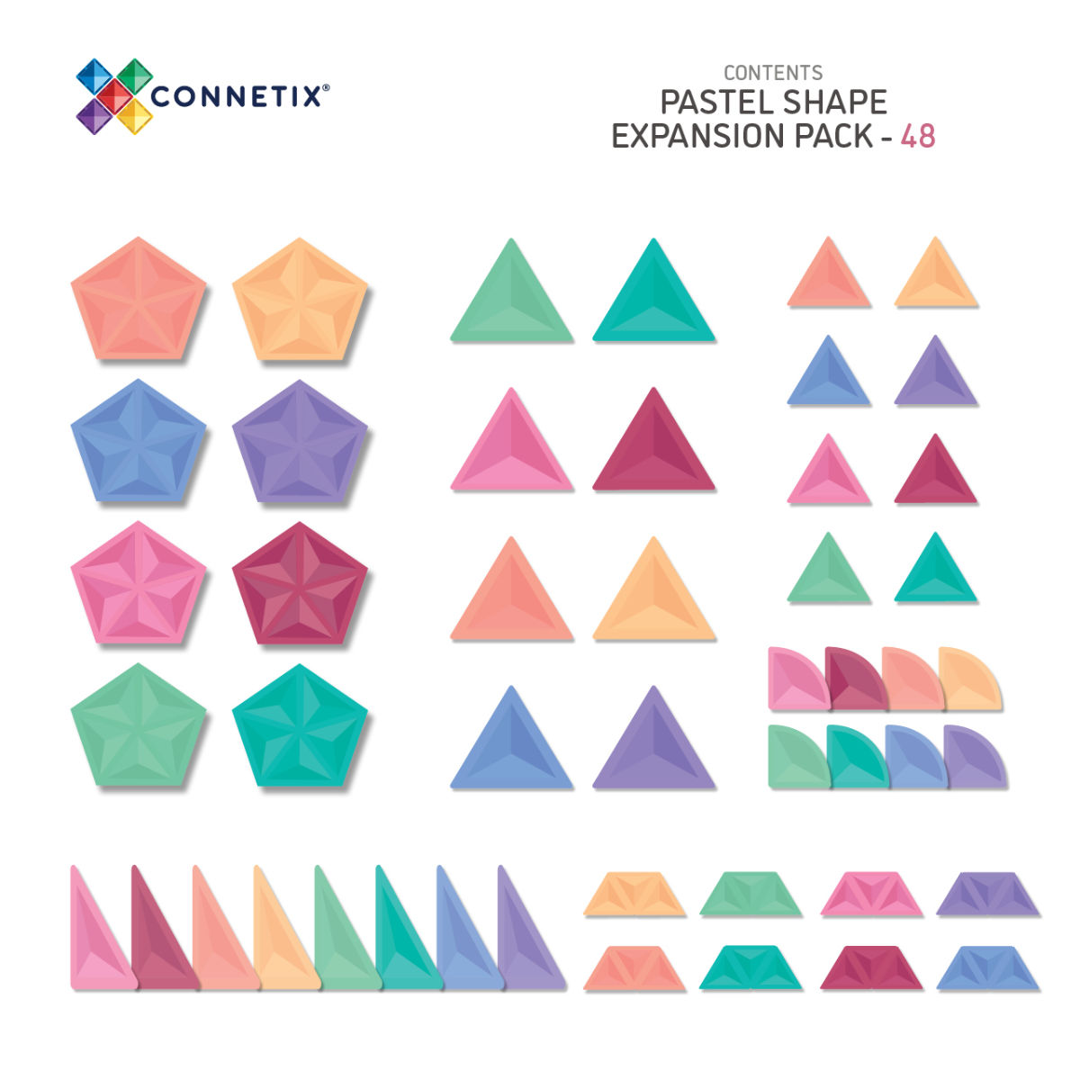 Connetix Pastel Form Ergänzungsset - 48 Teile