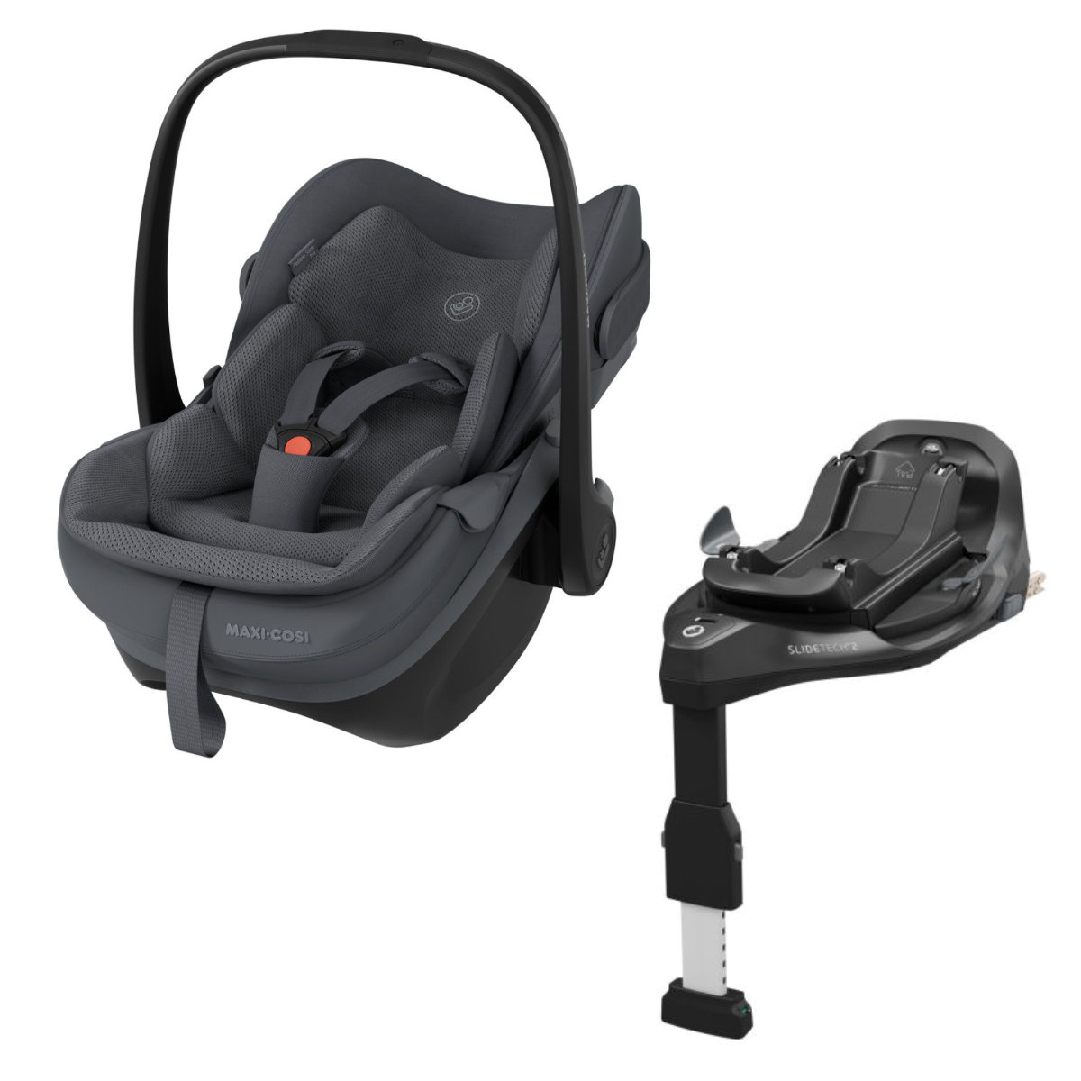 Maxi-Cosi Pebble Slide Pro + FamilyFix Slide Pro in Grau - Vorderansicht