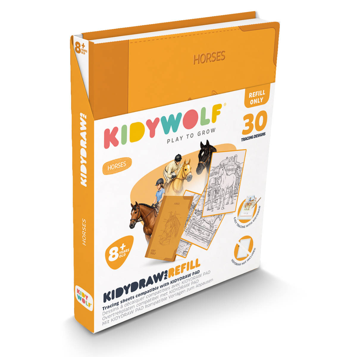 KIDYWOLF KIDYDRAW Horses Nachfüllset in Orange - schräge Ansicht