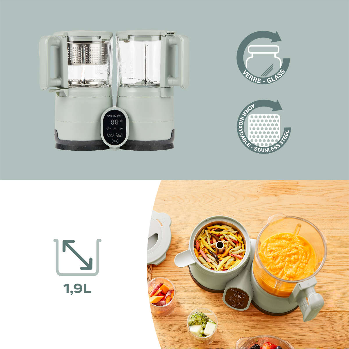 Babymoov Nutribaby Glass 4-in-1 Baby Food Processor