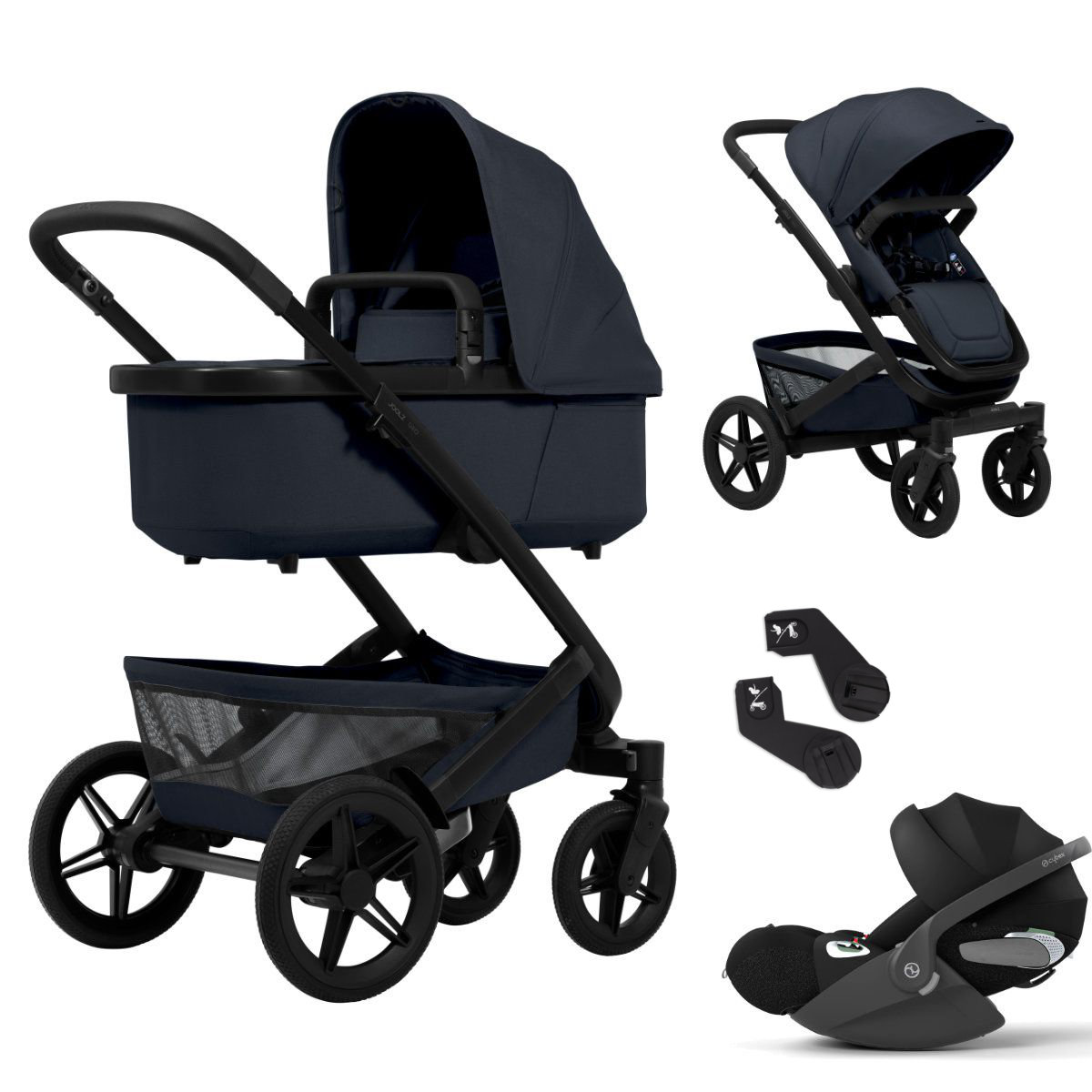 Joolz Geo5 Kinderwagen Set in Dunkelblau - schräge Ansicht