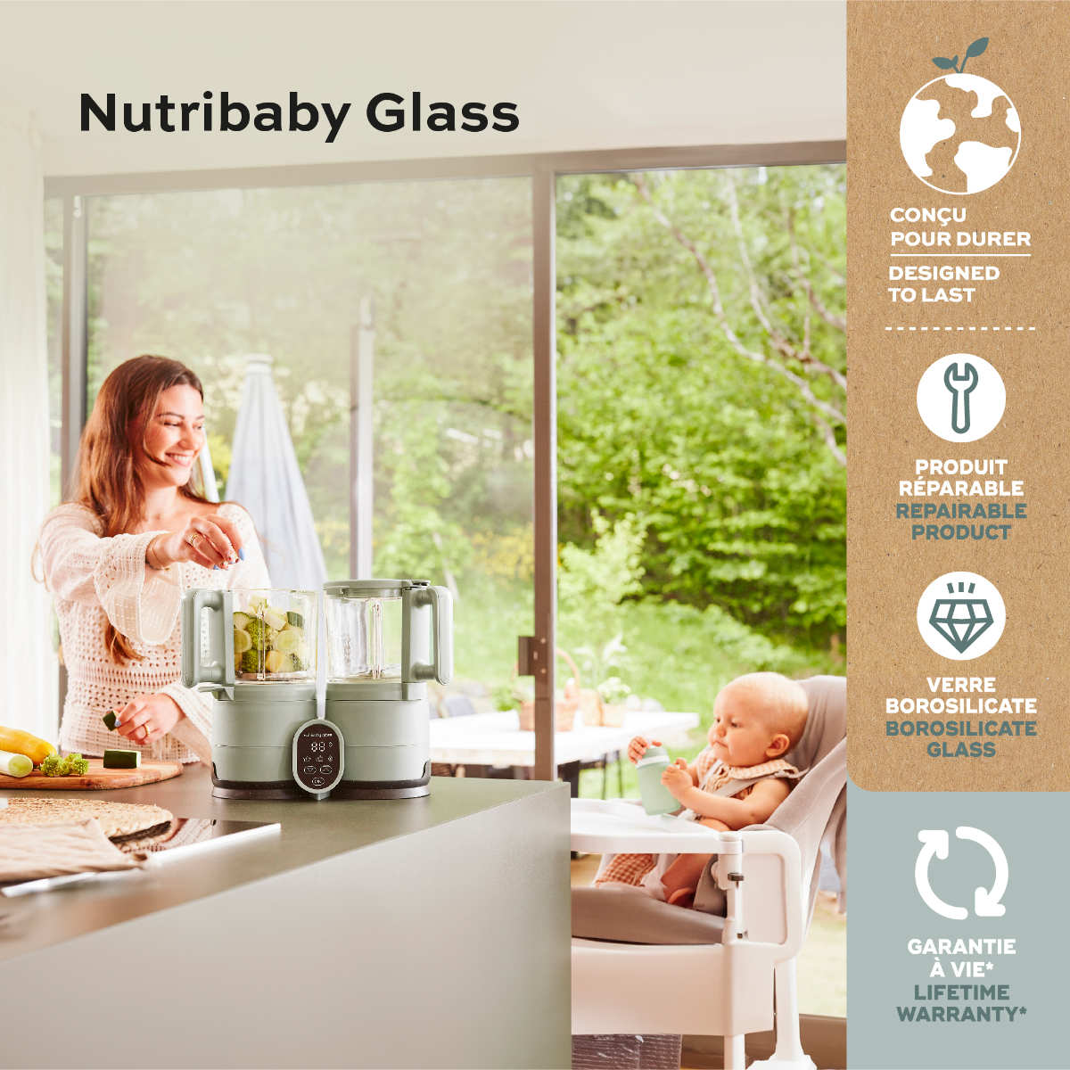 Babymoov Nutribaby Glass 4-in-1 Baby Food Processor