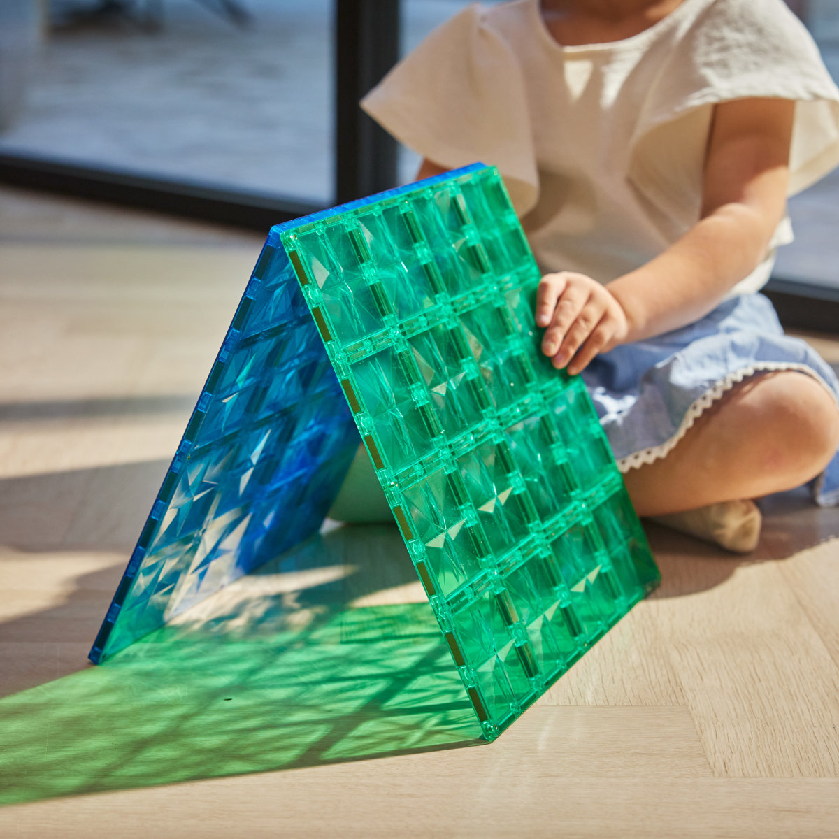 Cleverclixx Große Grundplatten Blau & Grün – 2 Magnetische Bauplatten