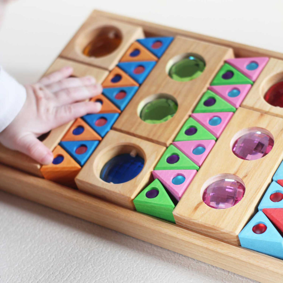 Bauspiel Verzamelbox 36-delig in Bunt - schräge Ansicht
