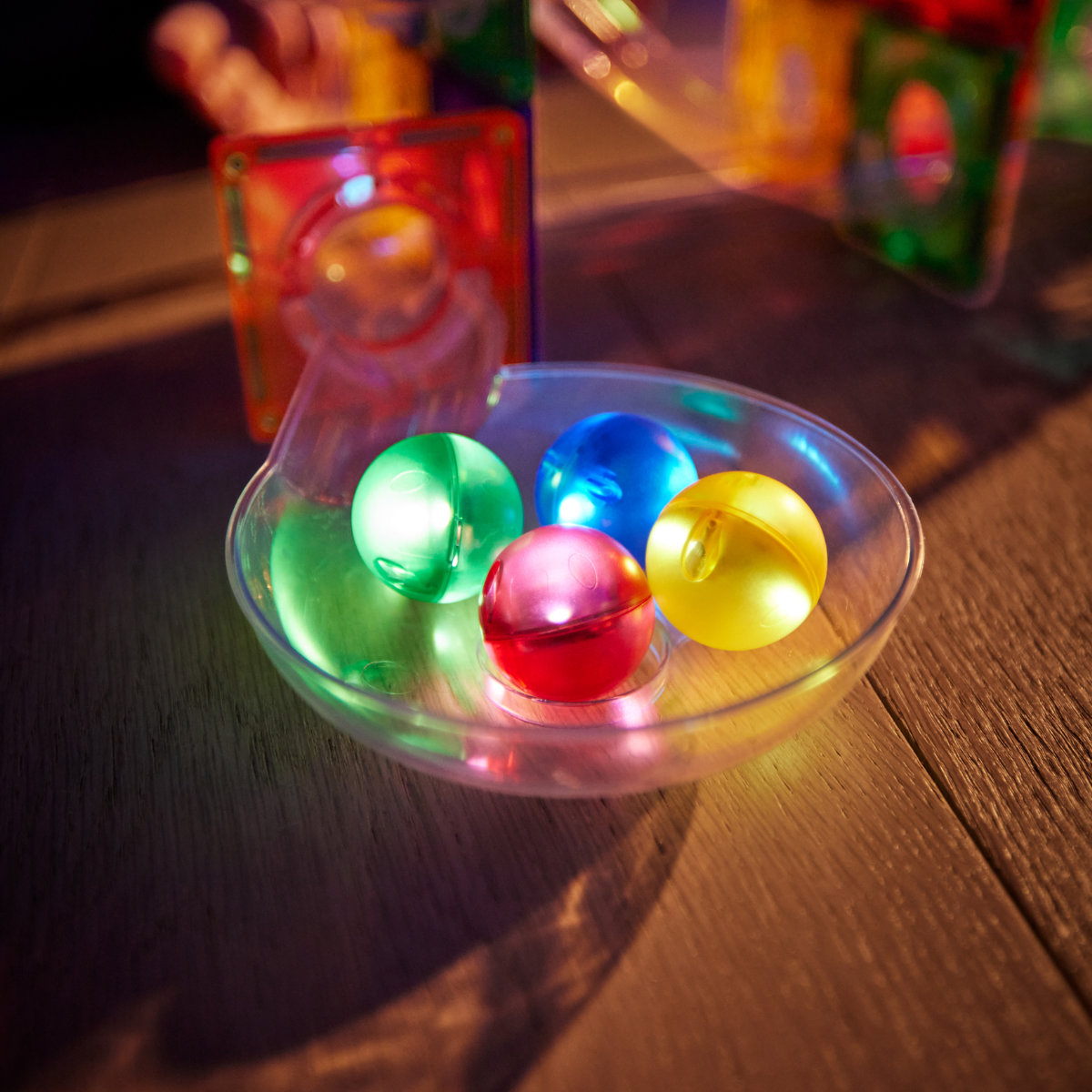 Cleverclixx Light Effect Ball Set – 4 Magnetic Balls for Marble Runs