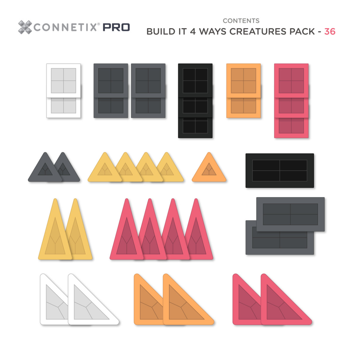 Connetix PRO Magnetbausteine Creatures Pack CP-T-00036-CR in Bunt - Draufsicht