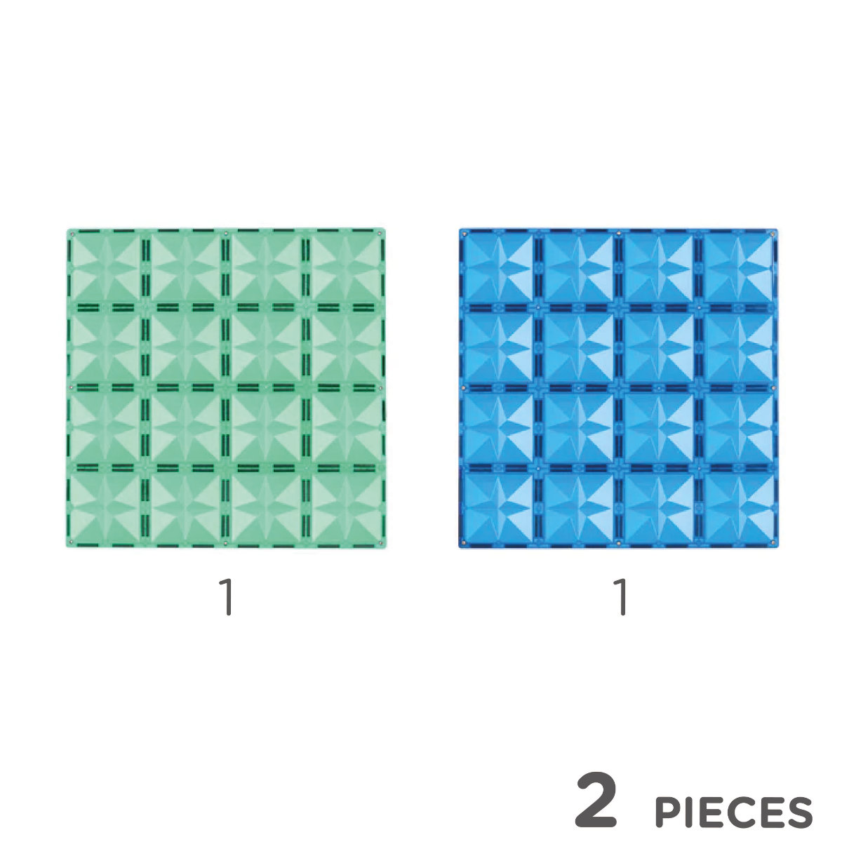 Cleverclixx Große Grundplatten Blau & Grün – 2 Magnetische Bauplatten