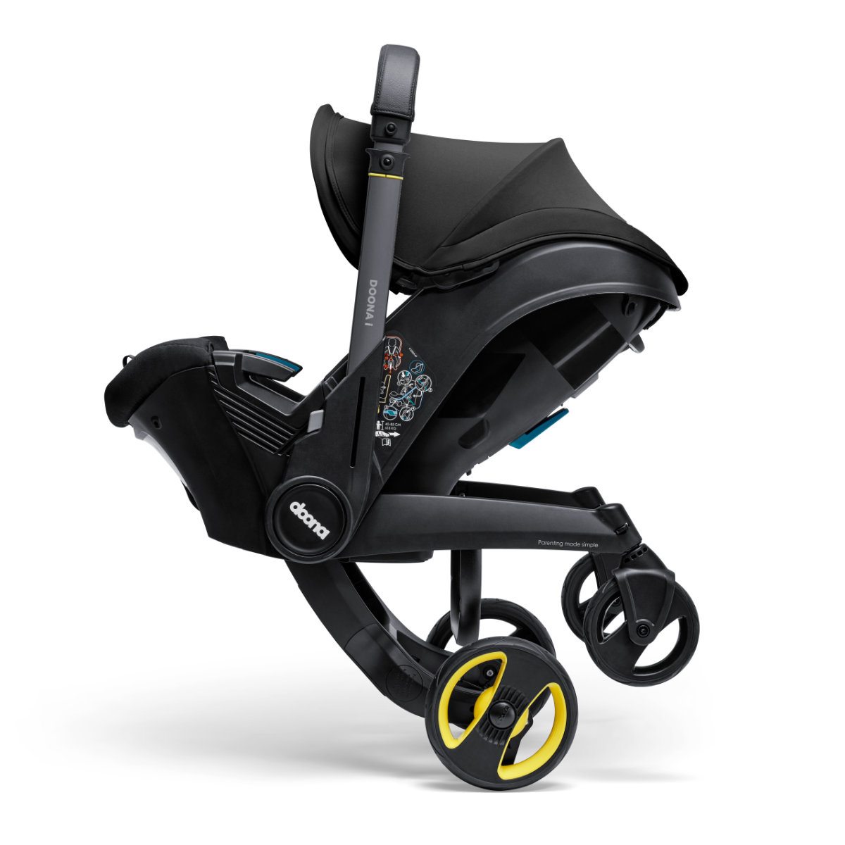 Doona i Babyschale/Kinderwagen in Schwarz - Seitenansicht