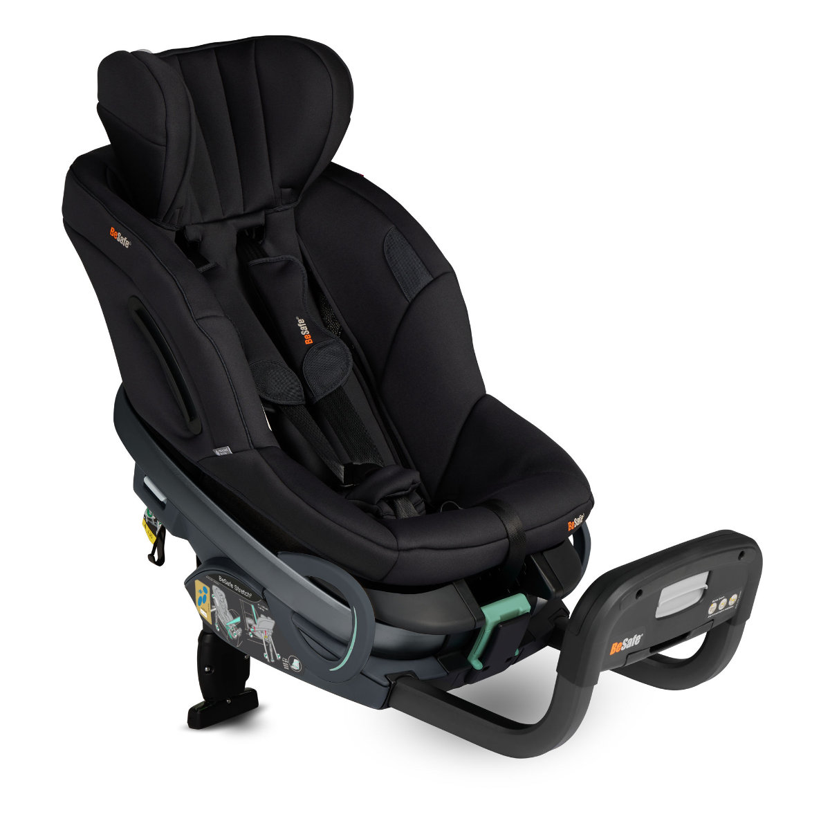 BeSafe iZi Flex Fix i-Size Kindersitz in Schwarz - schräge Ansicht