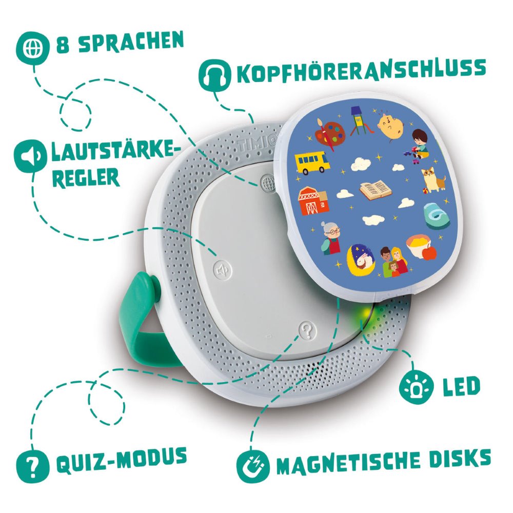 TIMIO Interaktives Audio-Lernspielzeug Starter Kit mit Player & 5 Discs